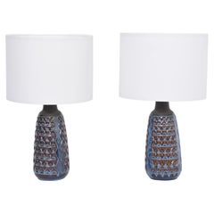 Pair of Tall Blue Mid-Century Modern Table Lamps by Einar Johansen for Soholm