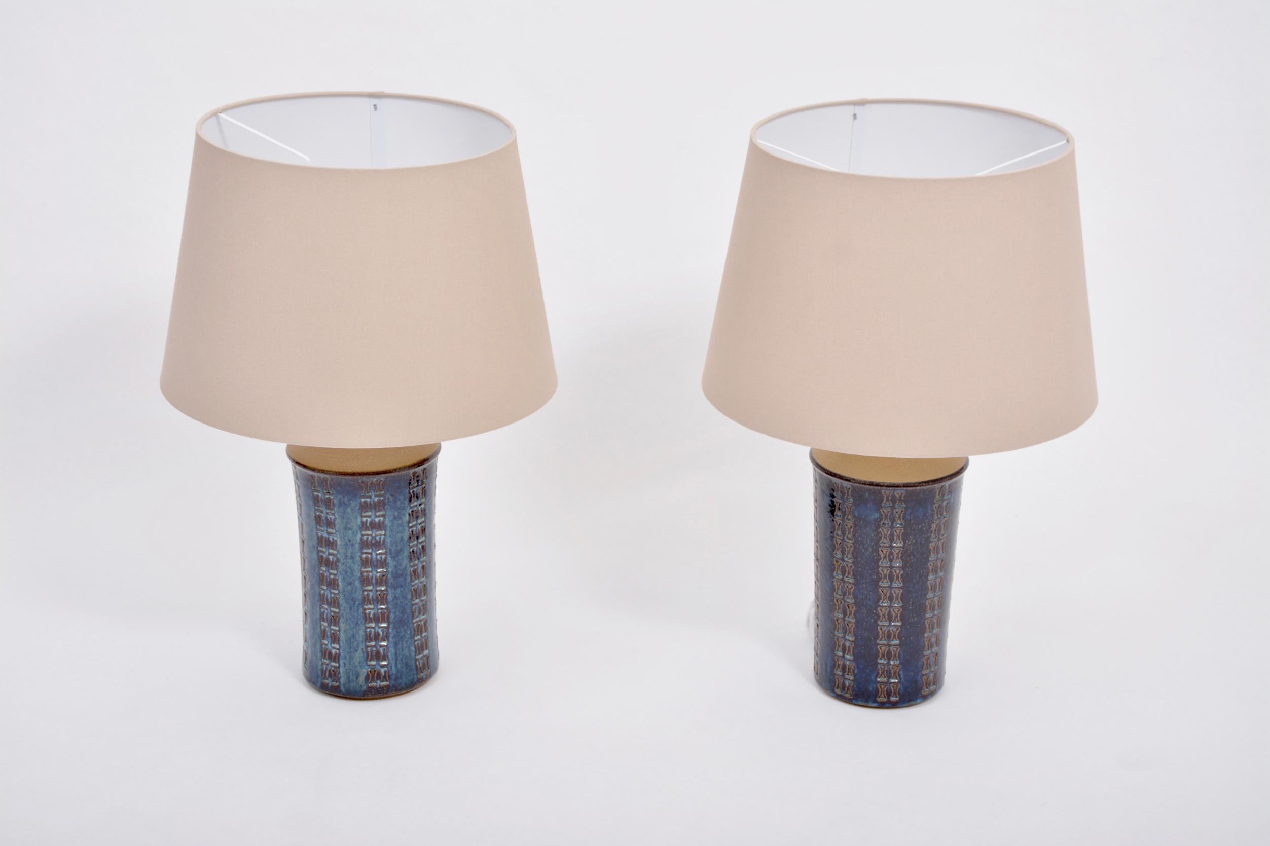 Pair of tall blue Mid-Century Modern table lamps by Maria Philippi for Soholm
Beautiful Mid-Century Modern handmade stoneware table lamps by German designer Maria Philippi (1927-2004) and manufactured by Danish company Søholm Stentøj on the island