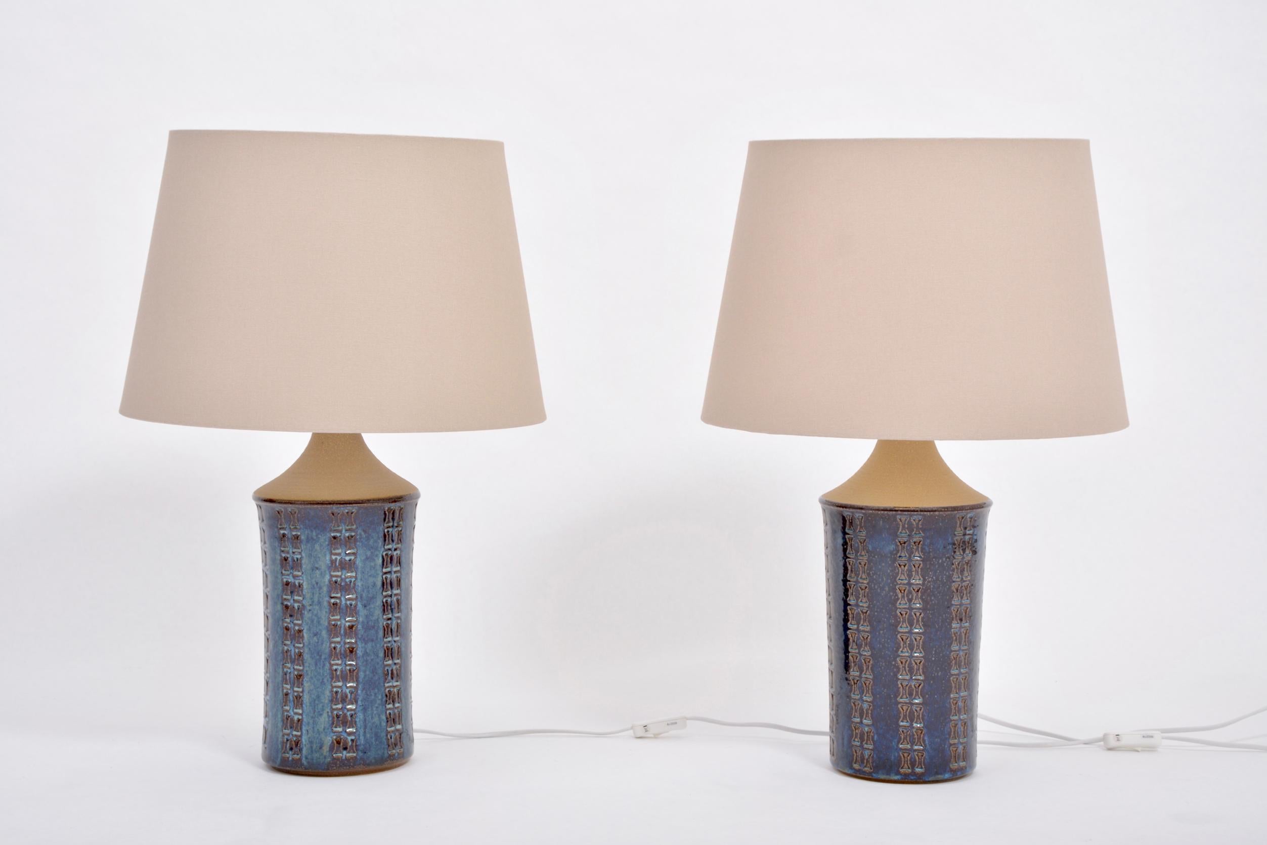 Danish Pair of Tall Blue Mid-Century Modern Table Lamps by Maria Philippi for Soholm