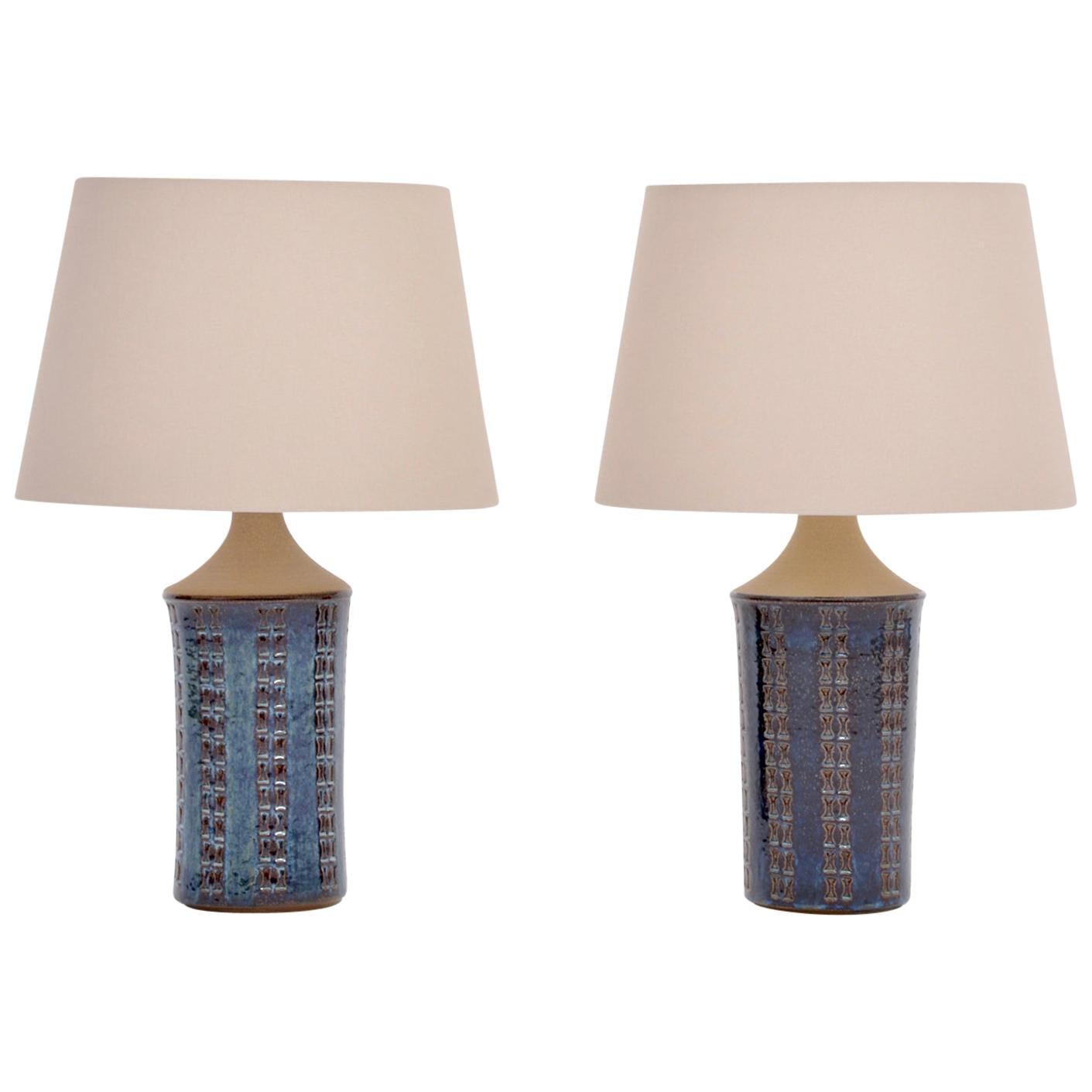 Pair of Tall Blue Mid-Century Modern Table Lamps by Maria Philippi for Soholm