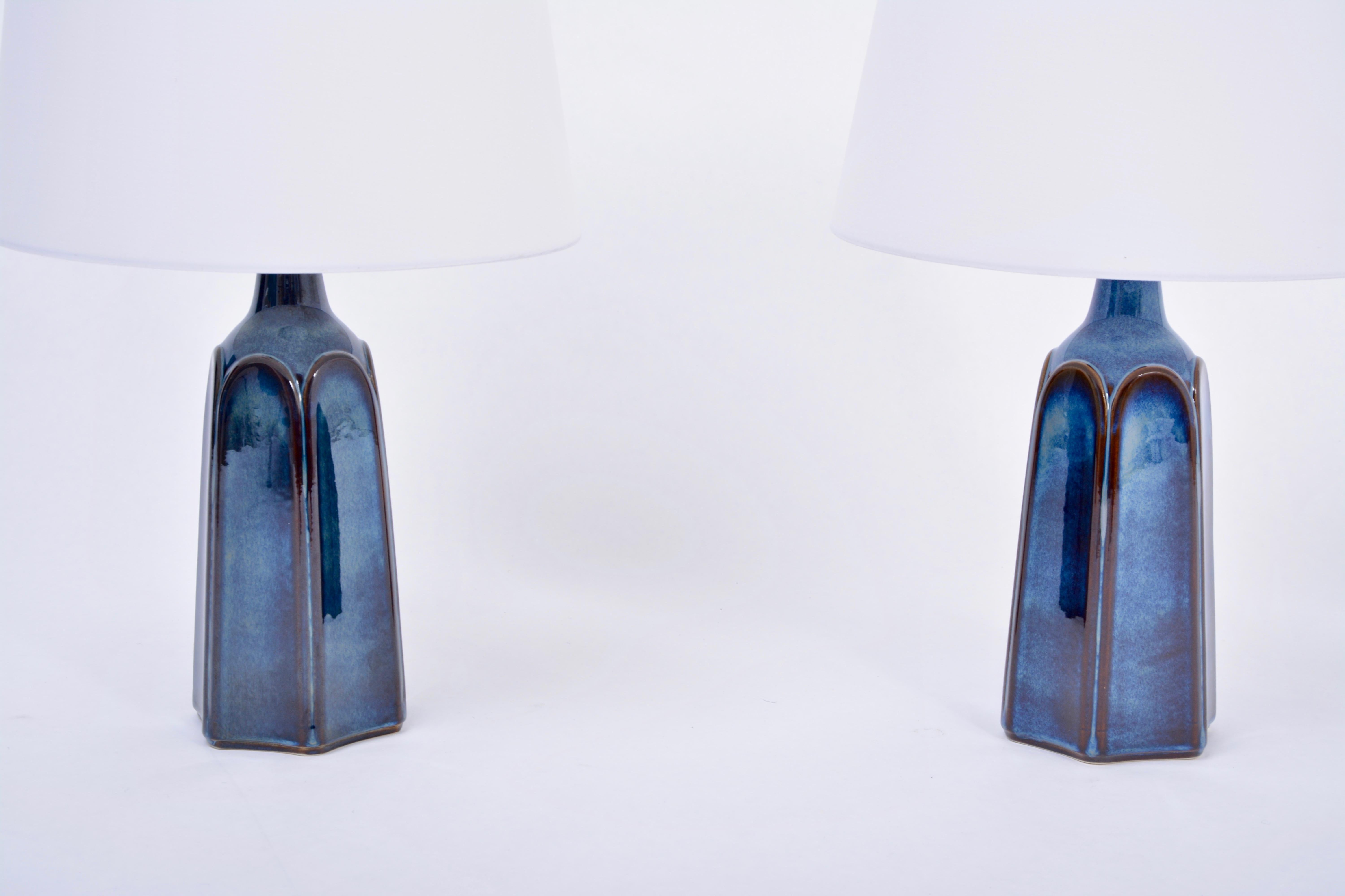 tall blue lamps