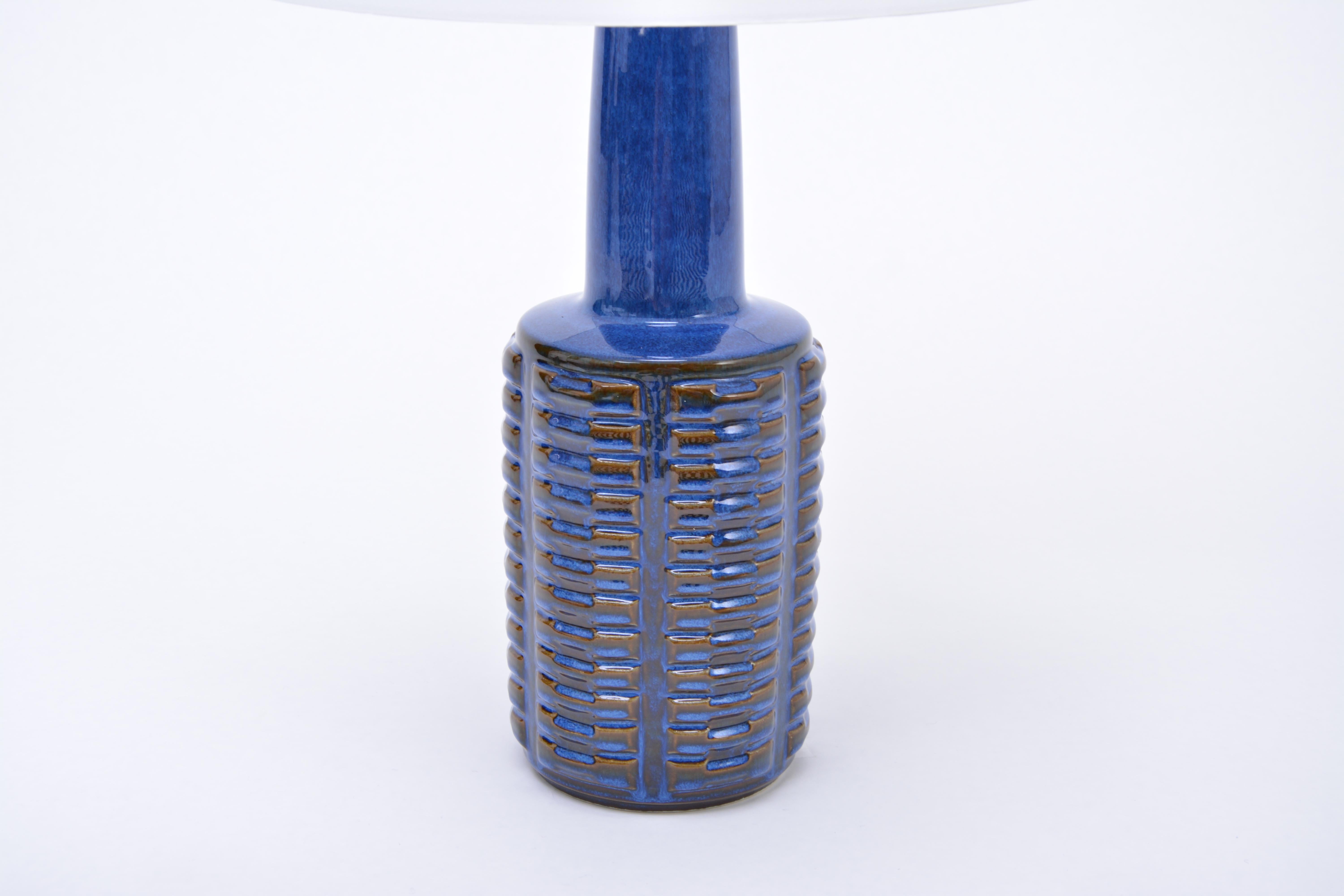 Glazed Pair of tall blue Mid-Century Stoneware table lamps by Einar Johansen for Søholm