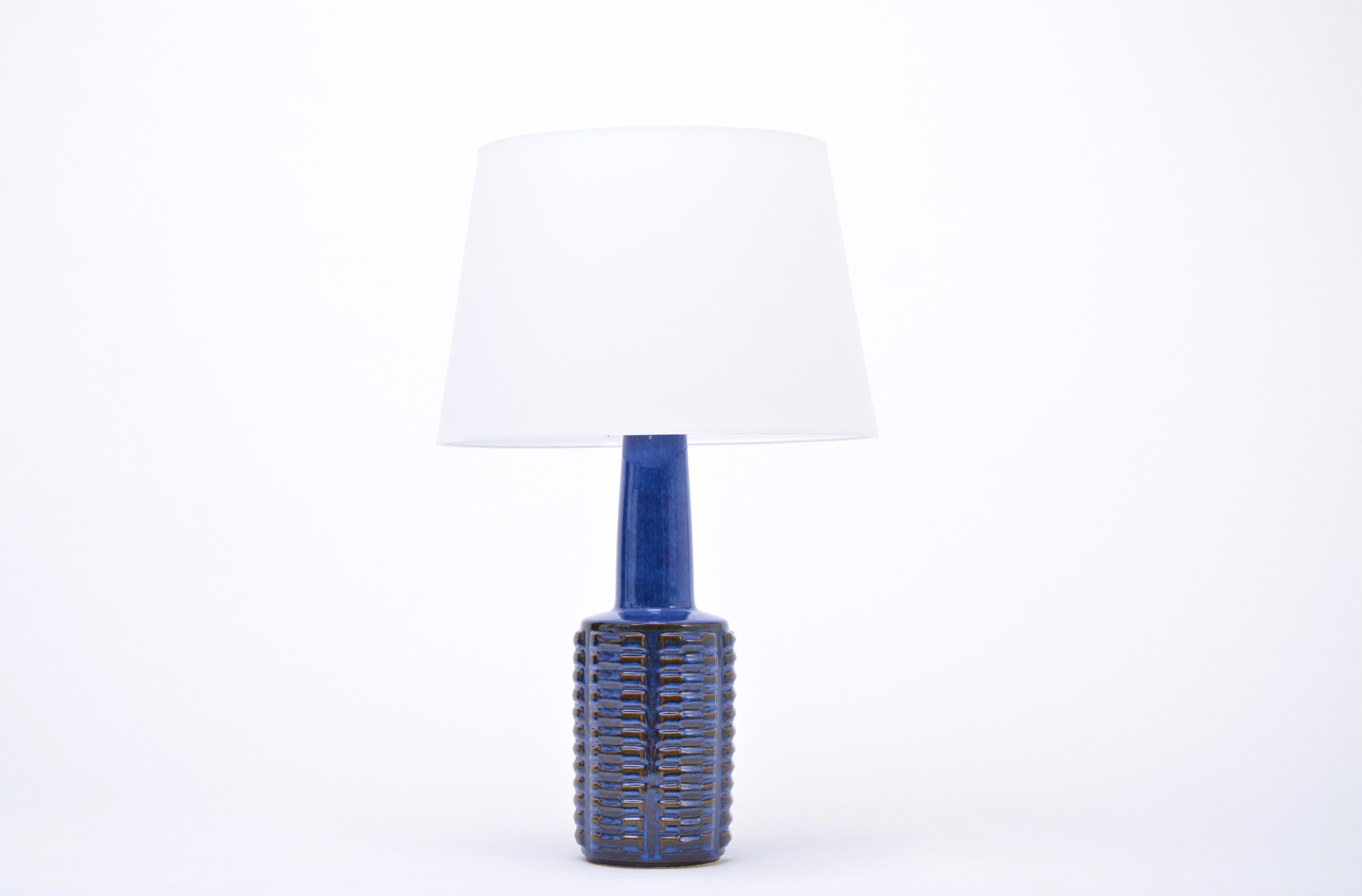 Pair of tall blue Mid-Century Stoneware table lamps by Einar Johansen for Søholm 2
