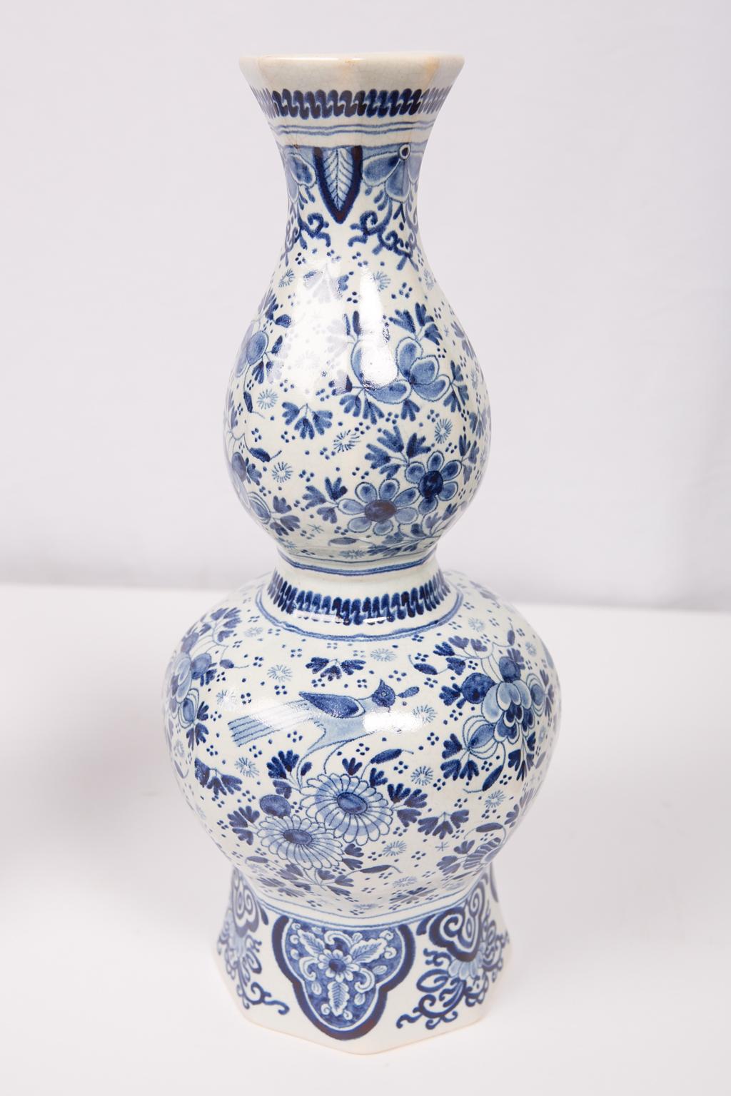 tall blue and white vases