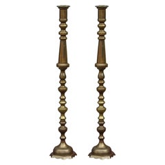 Pair of Tall Brass Candlestick with Carving for Lions of District 2T3