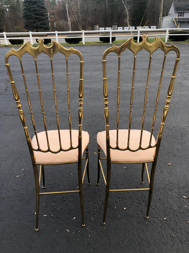 Pair of Tall Brass Chiavari Chairs 8