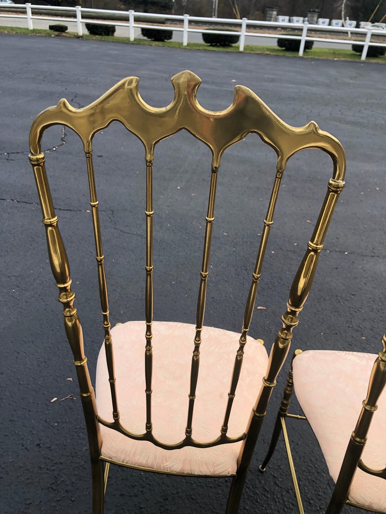 Pair of Tall Brass Chiavari Chairs 12