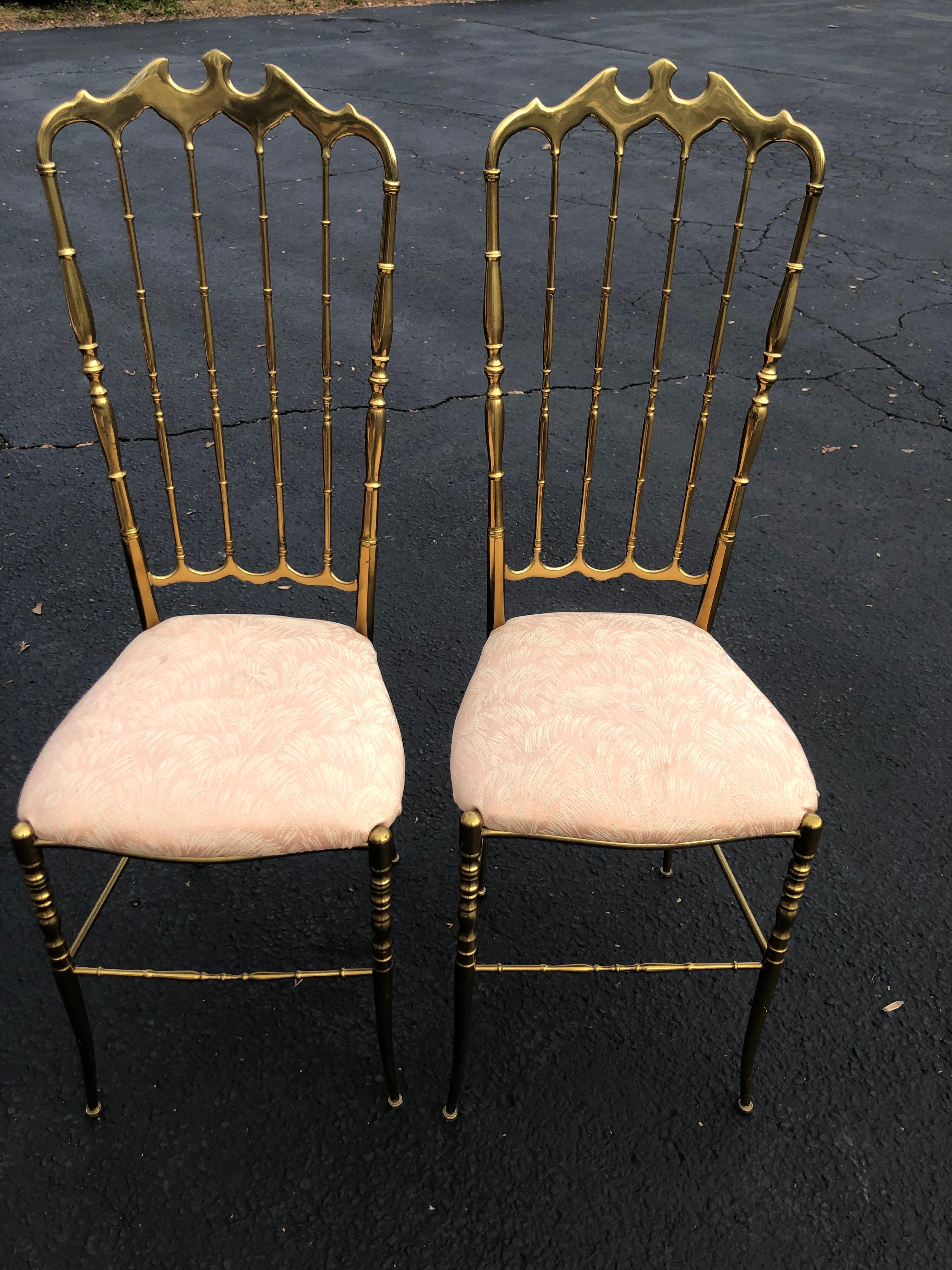 Pair of Tall Brass Chiavari Chairs 13