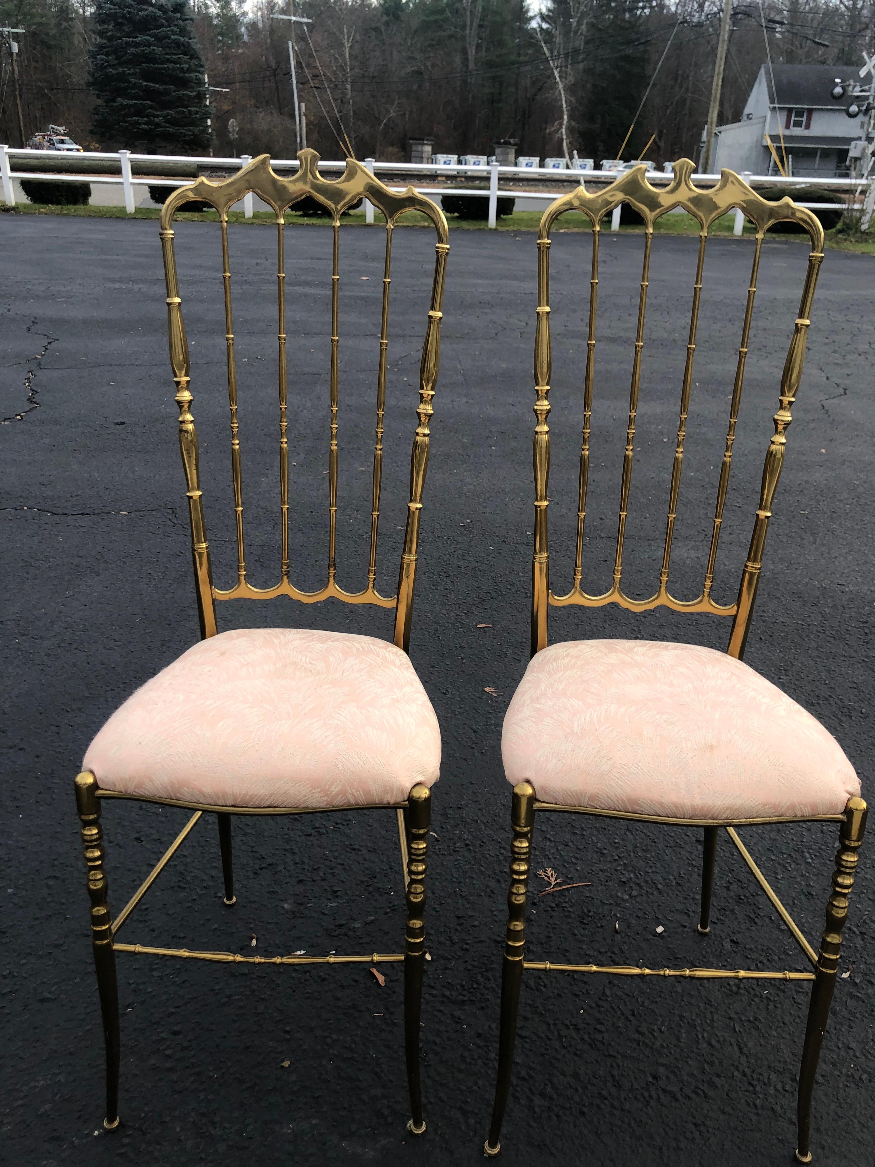 Pair of Tall Brass Chiavari Chairs 14
