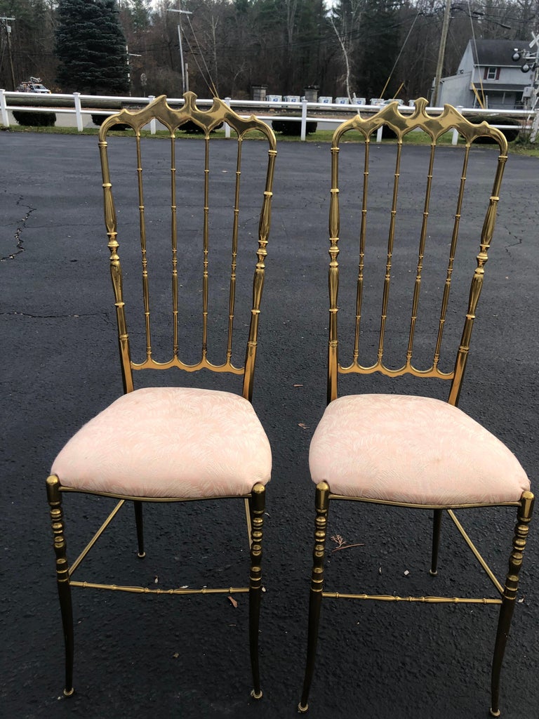 Pair of Tall Brass Chiavari Chairs 14