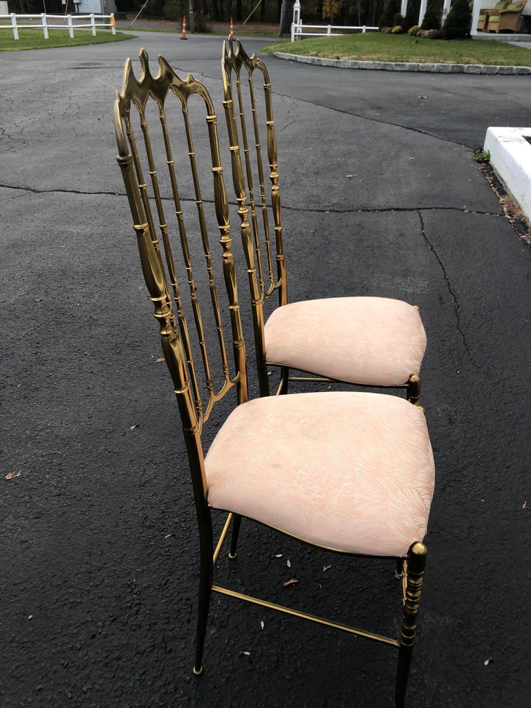Pair of Tall Brass Chiavari Chairs 1