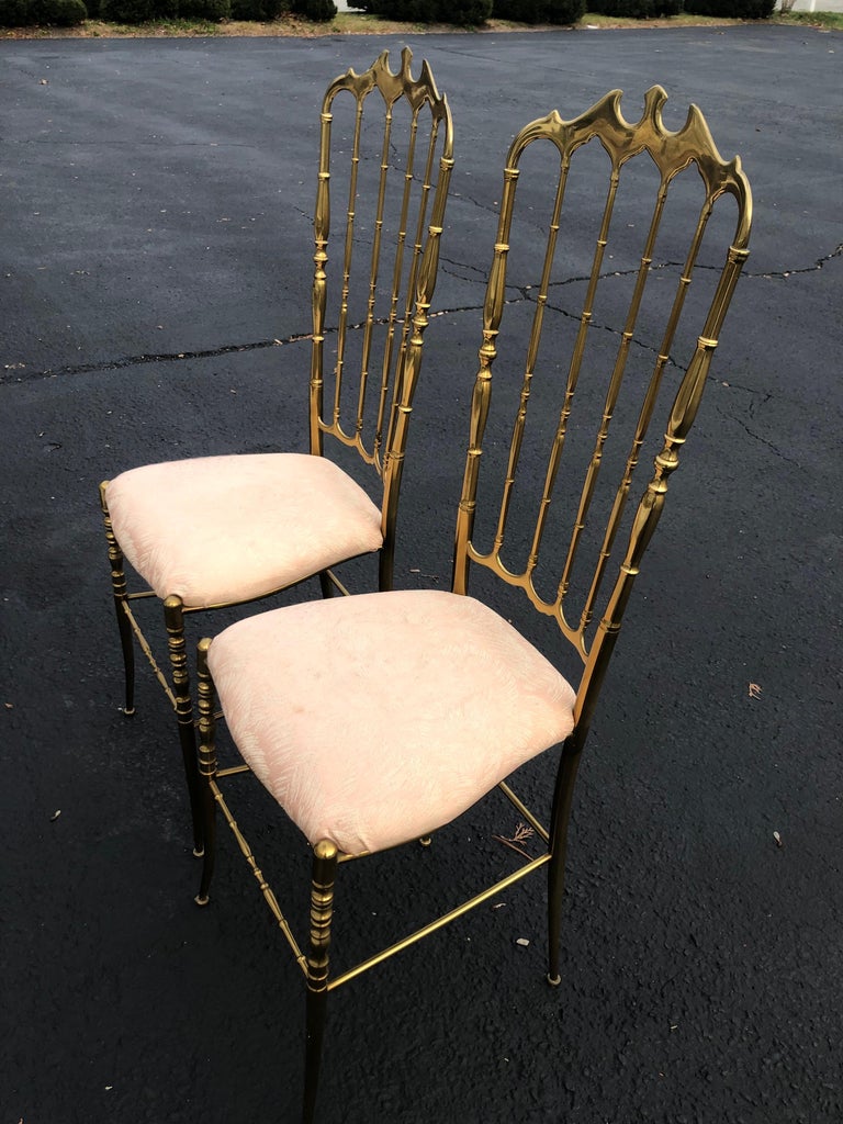 Pair of Tall Brass Chiavari Chairs 2