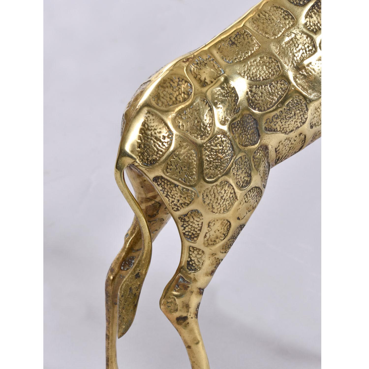 Pair of Tall Brass Giraffe Figurine Sculptures Over 2 Feet For Sale 5