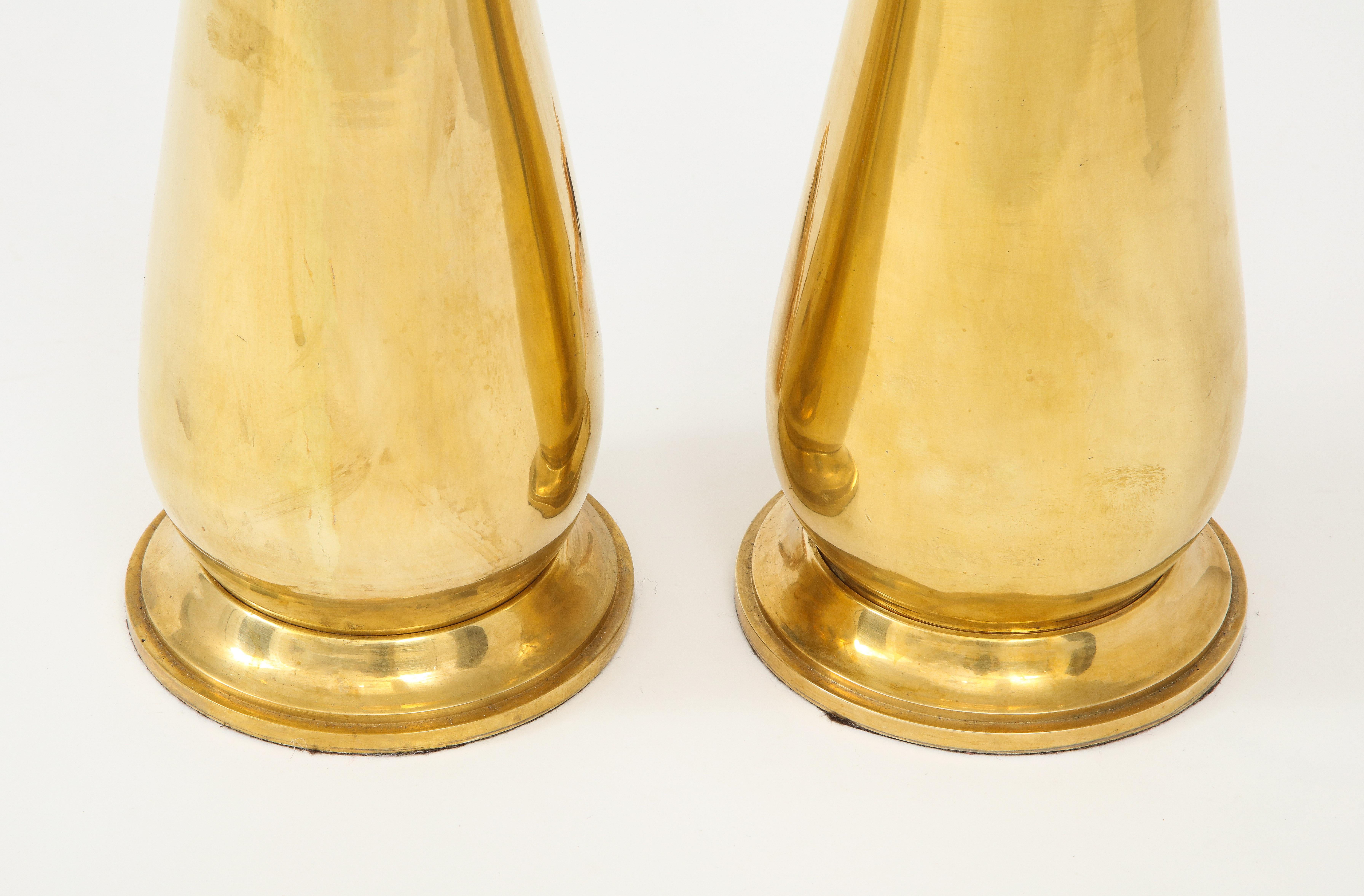 American Pair of Tall Brass Lamps