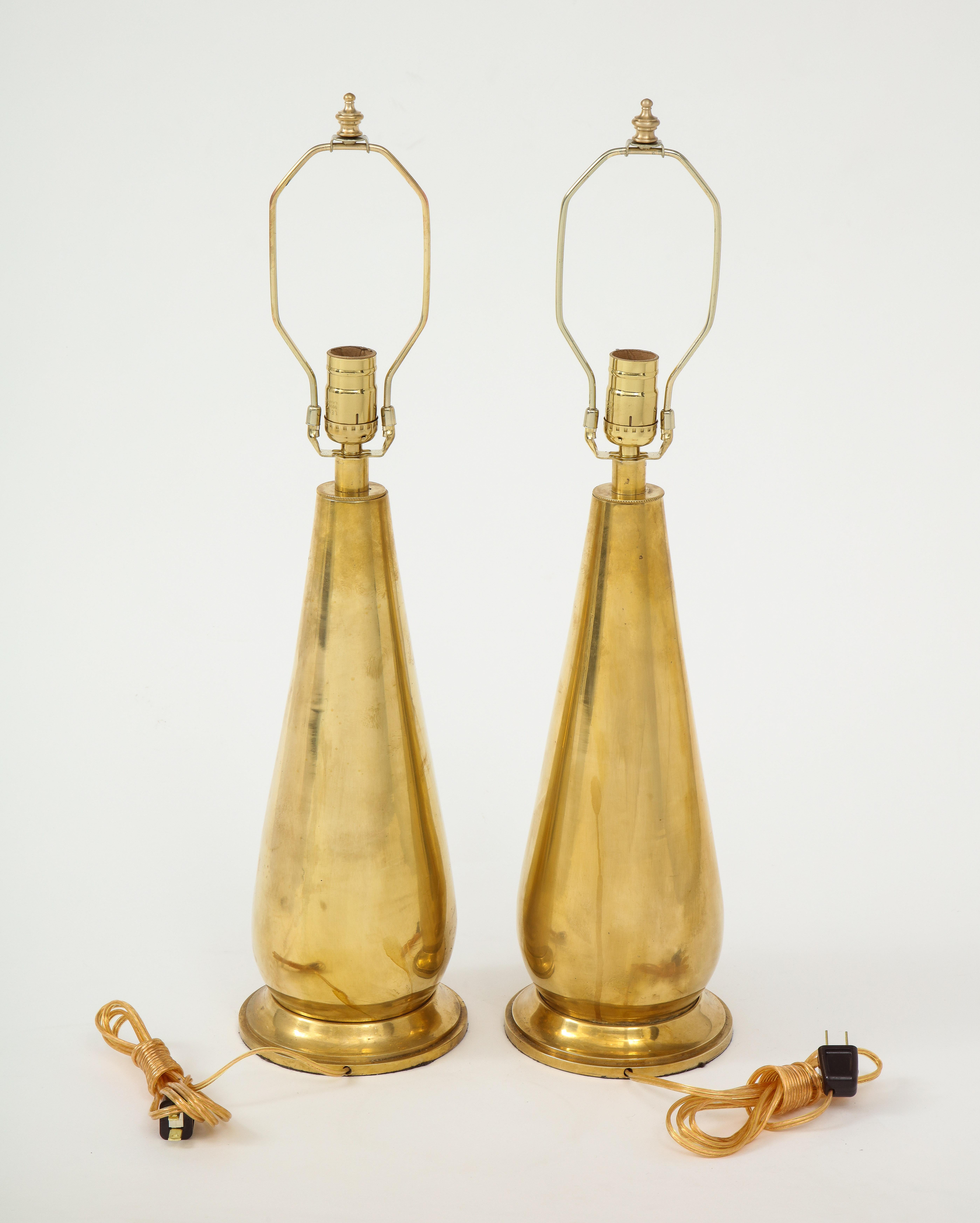 Pair of Tall Brass Lamps 4