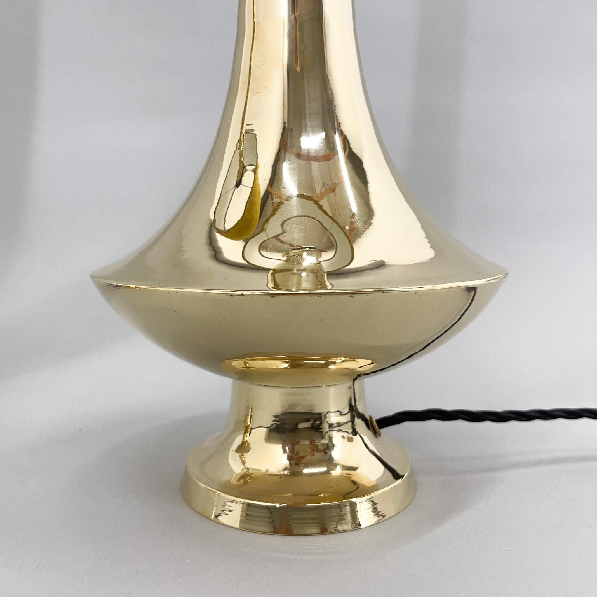 Pair of Tall Brass Table Lamps, 1950s, Restored For Sale 3