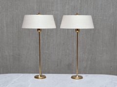 Pair of Tall Brass Table Lamps by Harald Notini for Böhlmarks, Sweden, 1950s