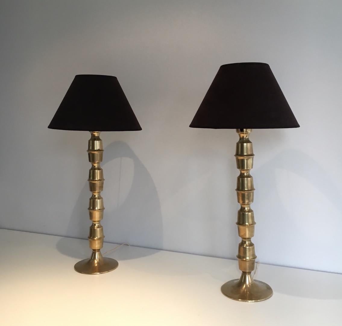 Pair of Tall Brass Table Lamps, circa 1960 3