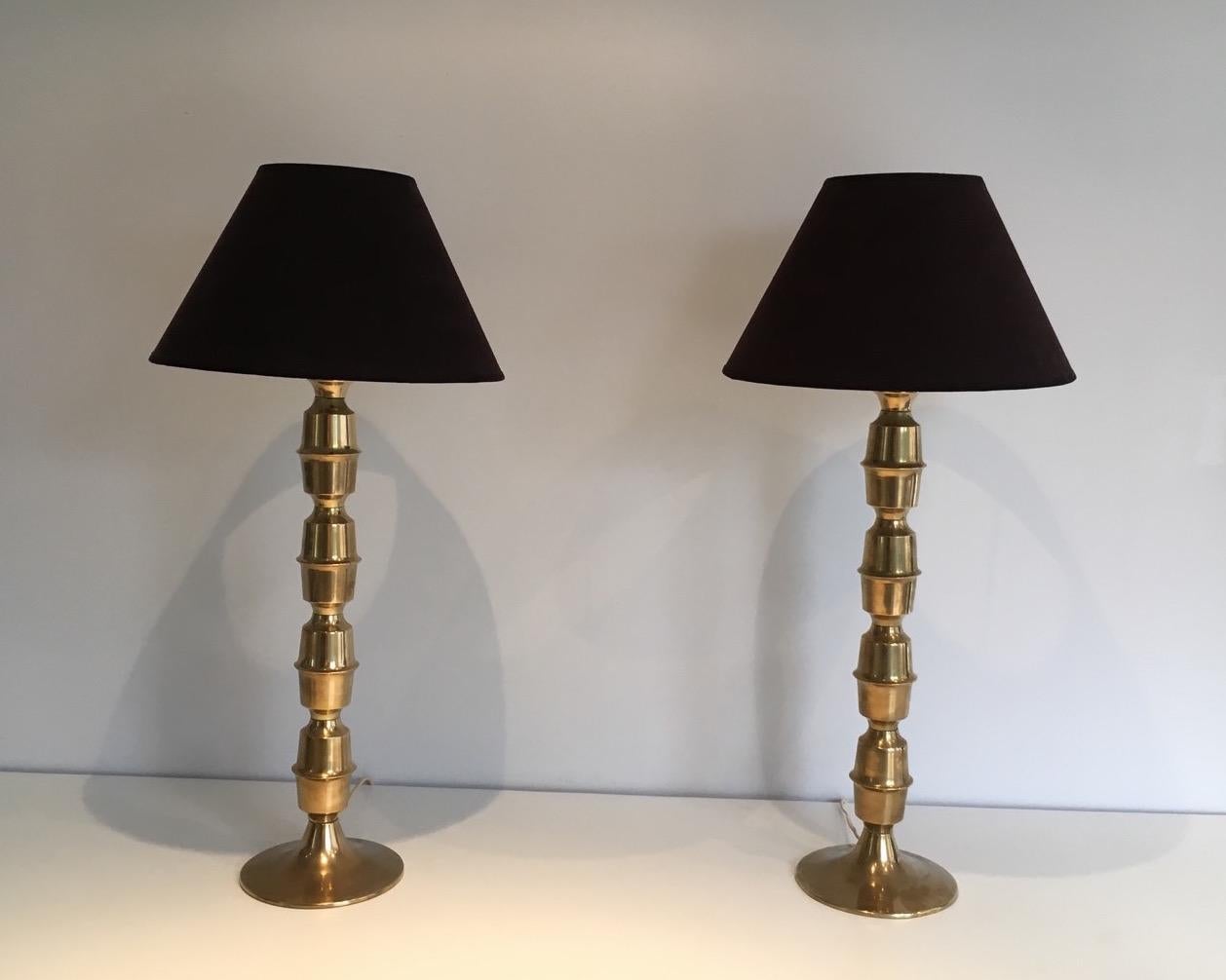 Pair of Tall Brass Table Lamps, circa 1960 4