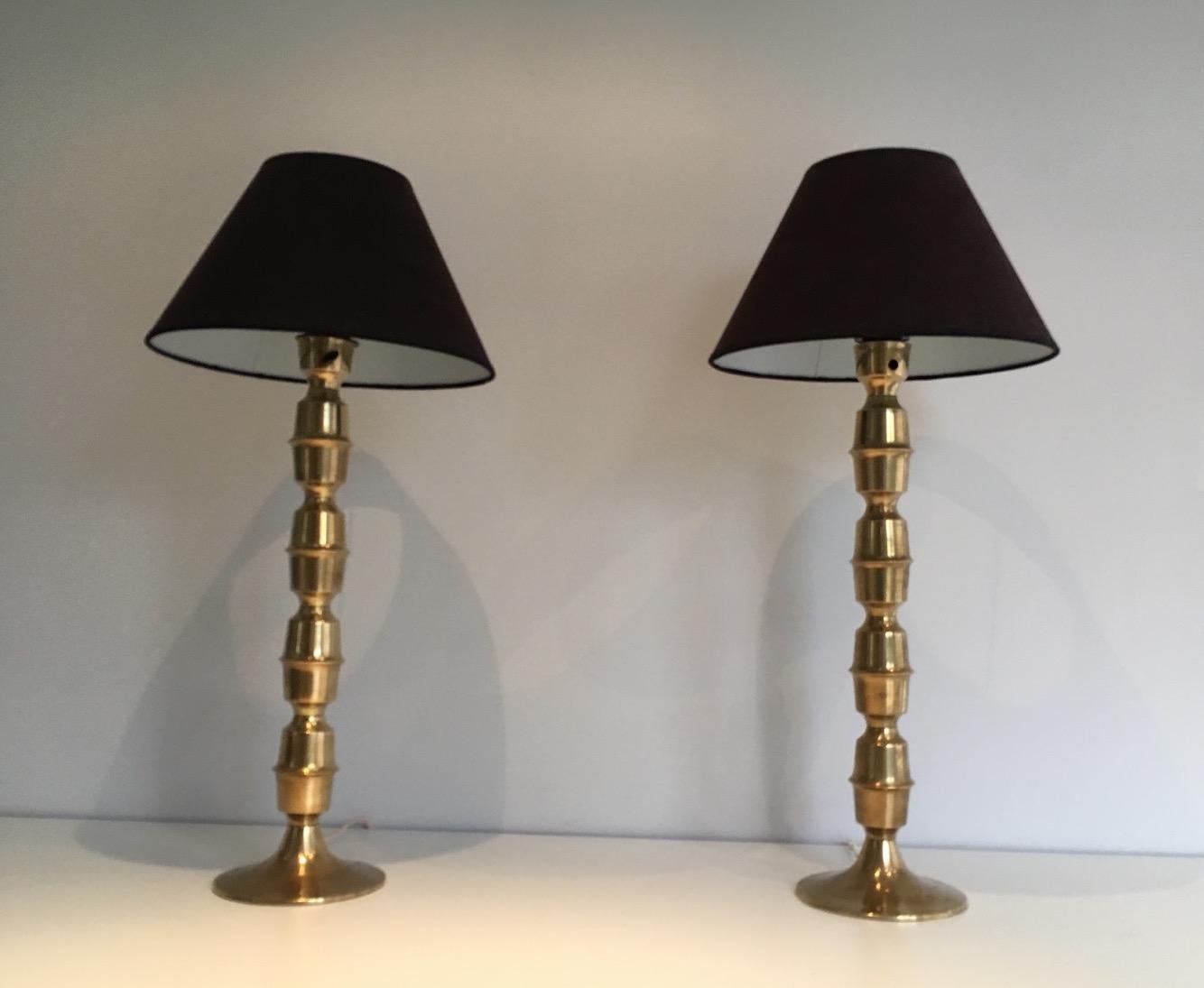 Pair of Tall Brass Table Lamps, circa 1960 5