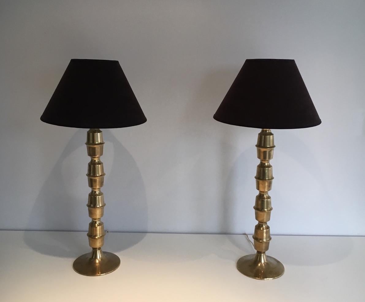 Pair of Tall Brass Table Lamps, circa 1960 6