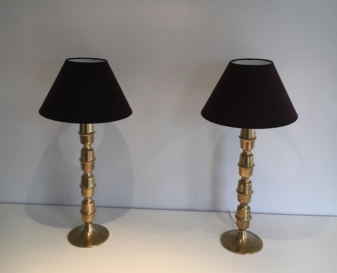 Pair of Tall Brass Table Lamps, circa 1960 8