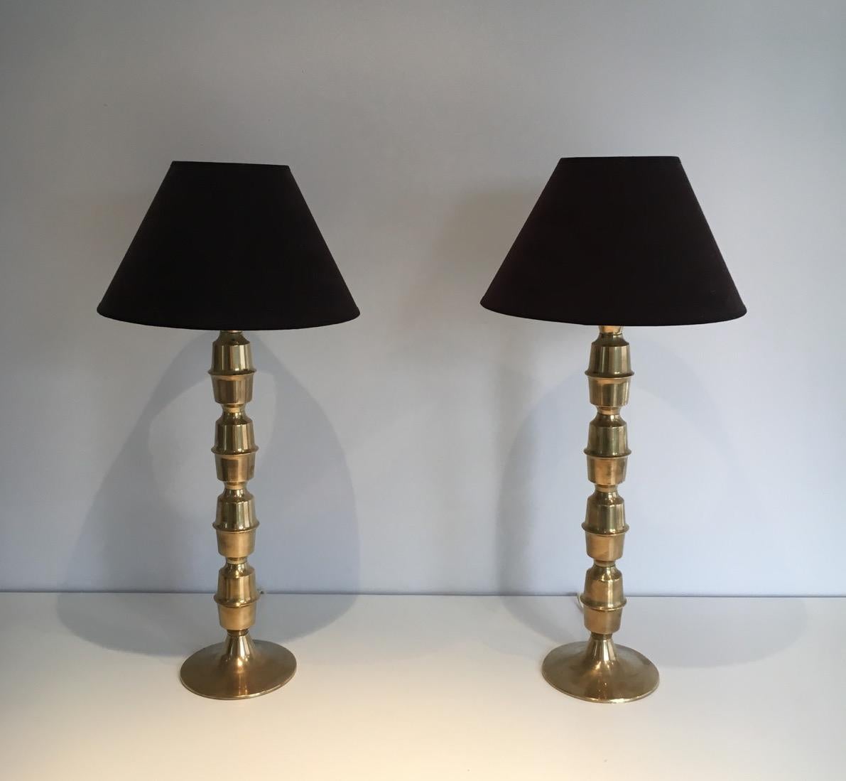 Pair of Tall Brass Table Lamps, circa 1960 12
