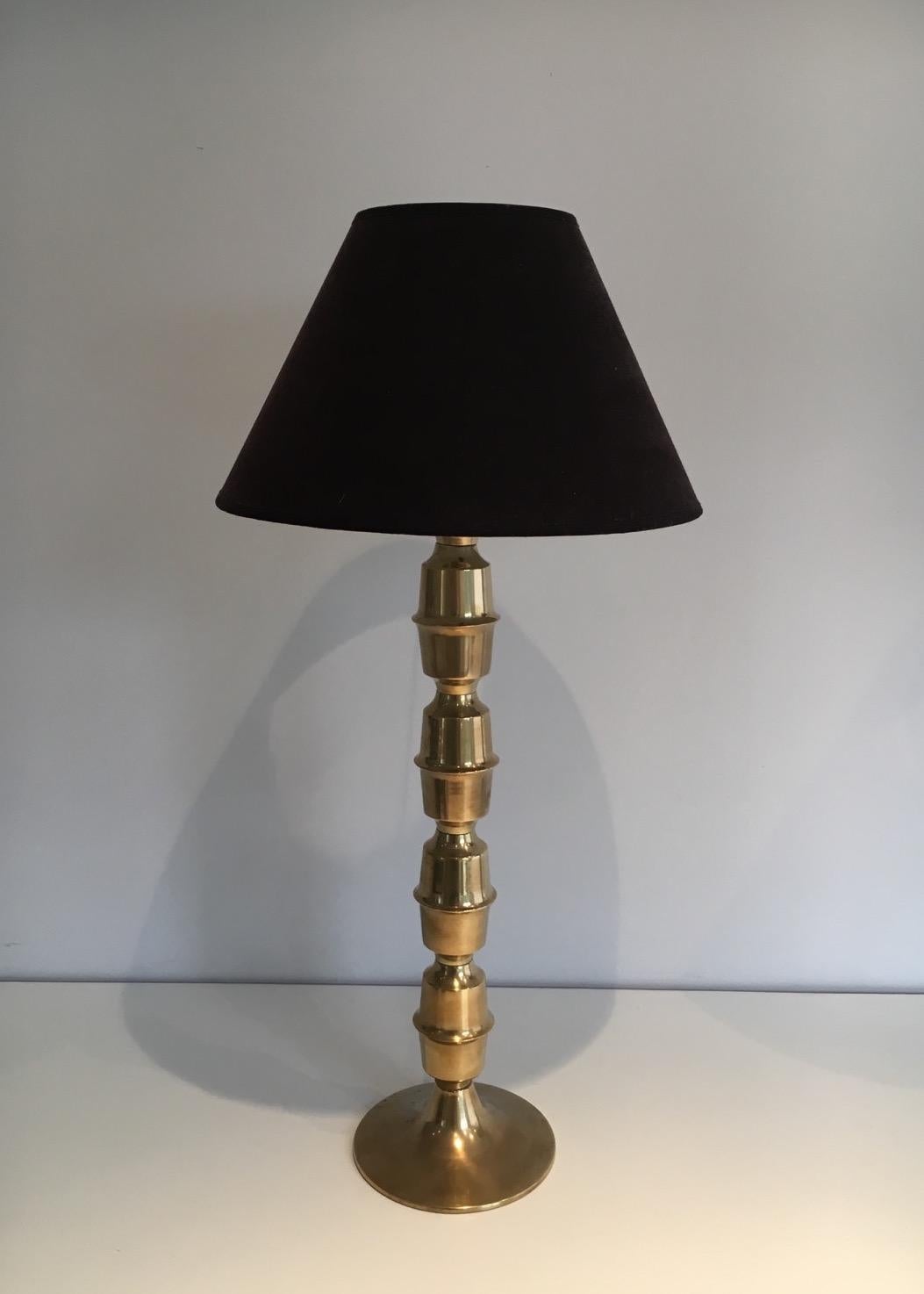 Pair of Tall Brass Table Lamps, circa 1960 In Good Condition In Marcq-en-Barœul, Hauts-de-France