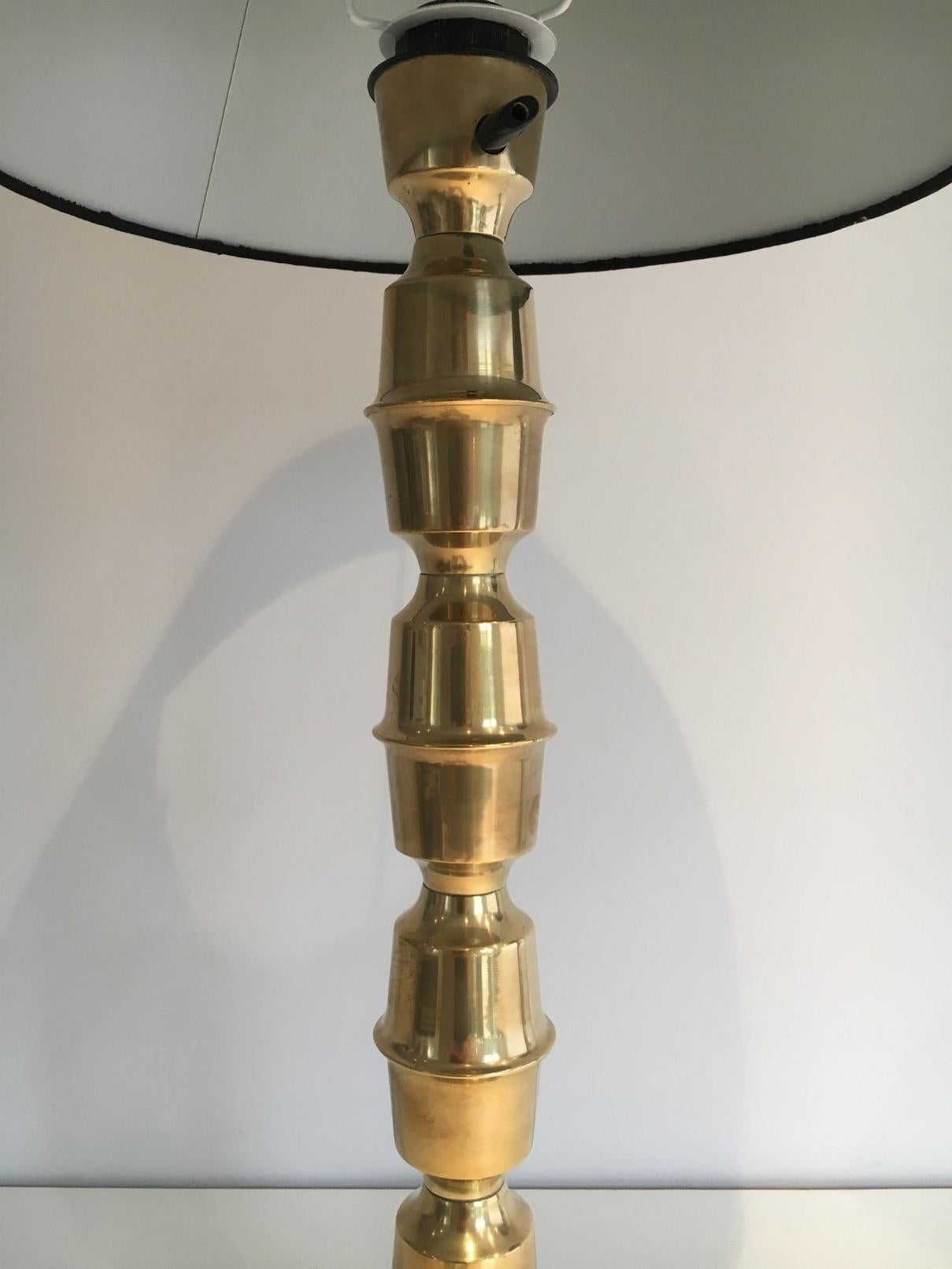 Braid Pair of Tall Brass Table Lamps, circa 1960