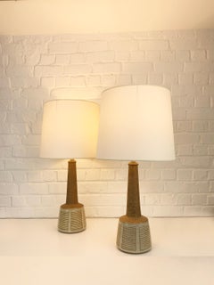 Paire de grandes lampes de table en céramique brune par Palshus, Esben Klint pour Le Klint