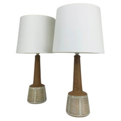Paire de grandes lampes de table en céramique brune par Palshus, Esben Klint pour Le Klint