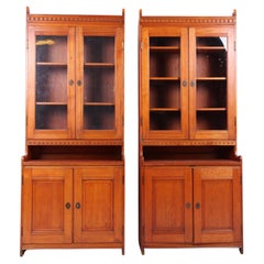 Antique Pair of Tall Cabinets in Solid Patinated Teak by Martin Nyrup for Rud Rasmussen