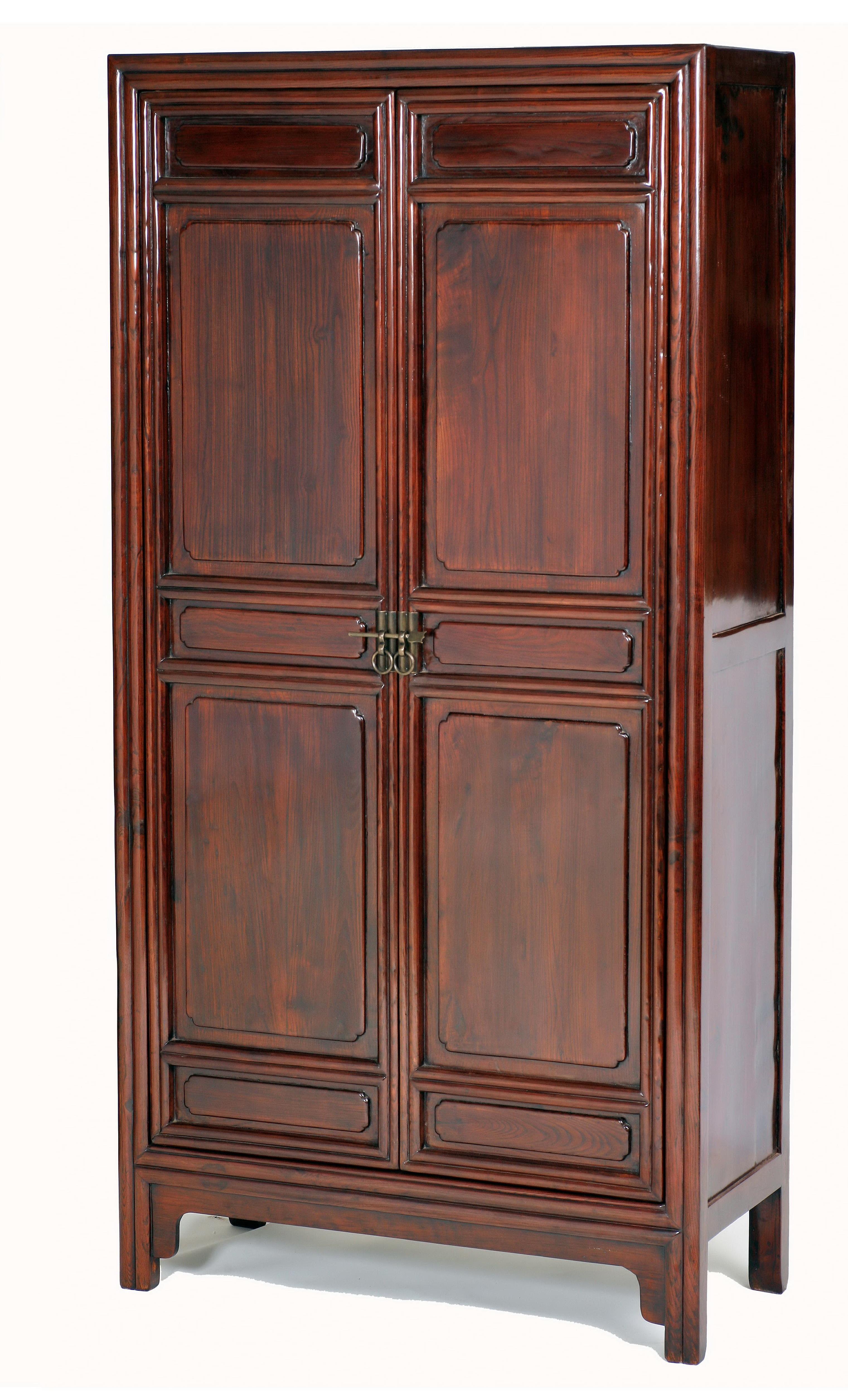 Ming Pair of Tall Cabinets with Square Corners and Carved with Lipped Moulding For Sale