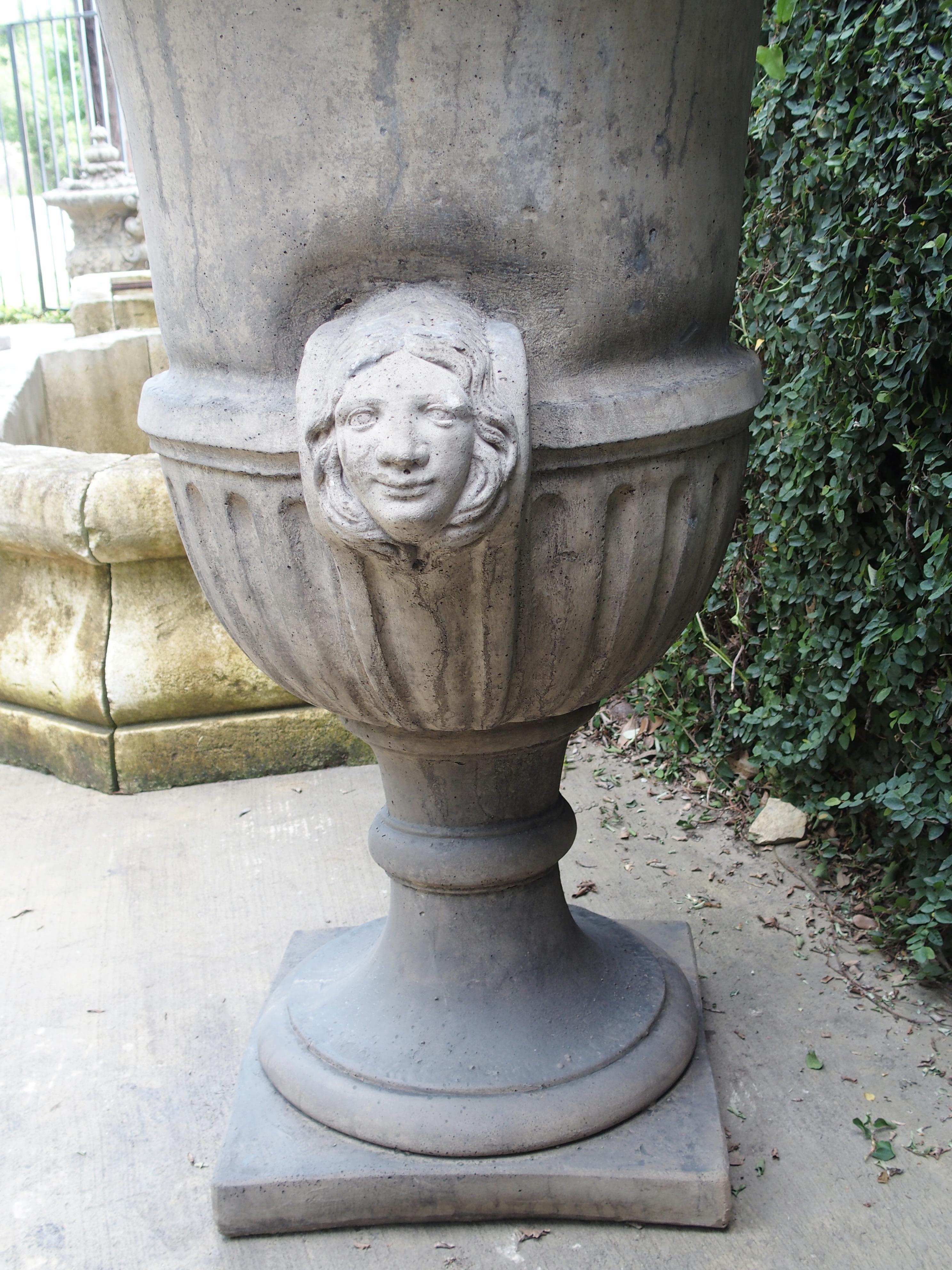 Pair of Tall Cast Stone Lidded Garden Vases from Belgium 8