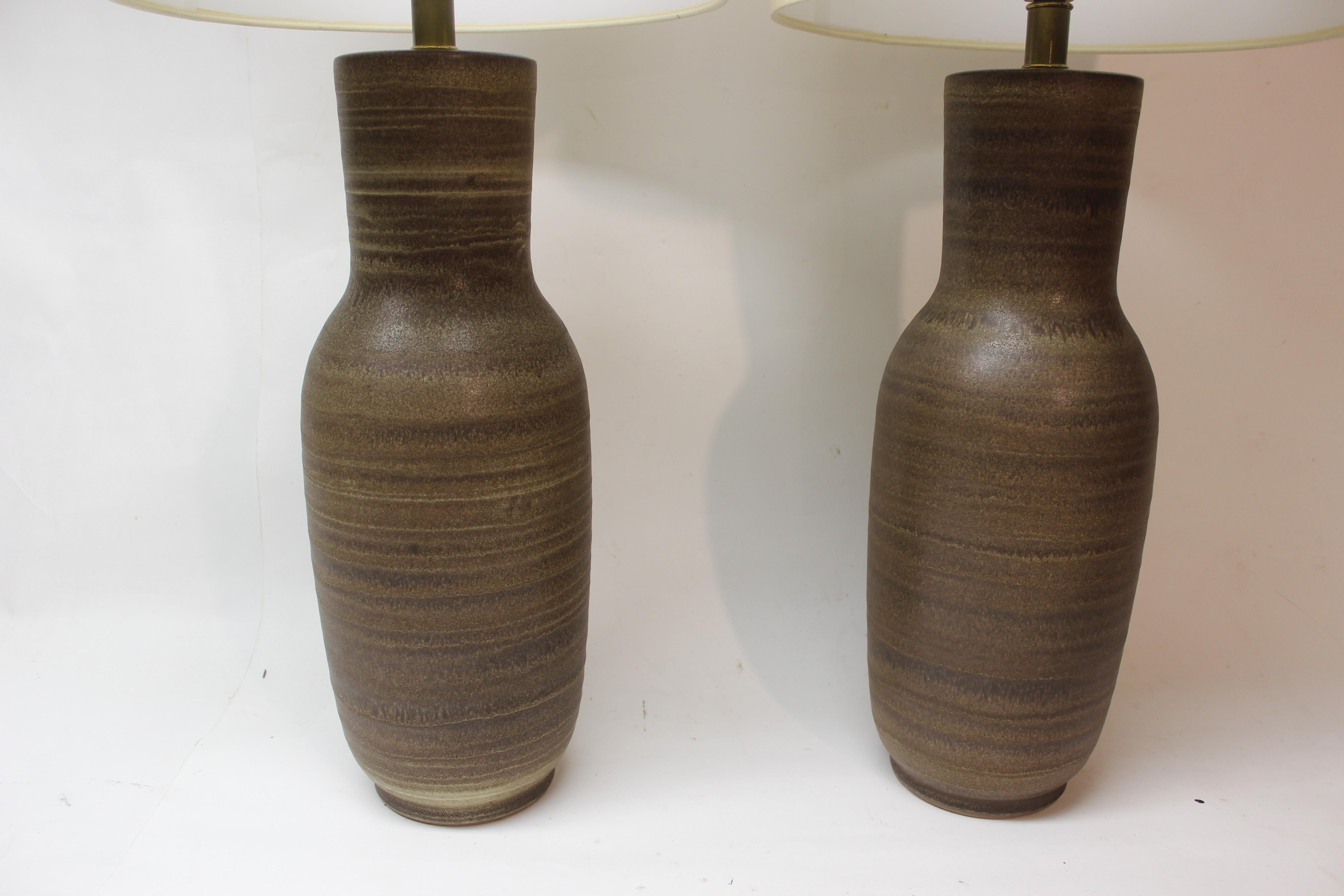 Pair of Tall Ceramic Table Lamps by Design Technics In Excellent Condition In East Hampton, NY