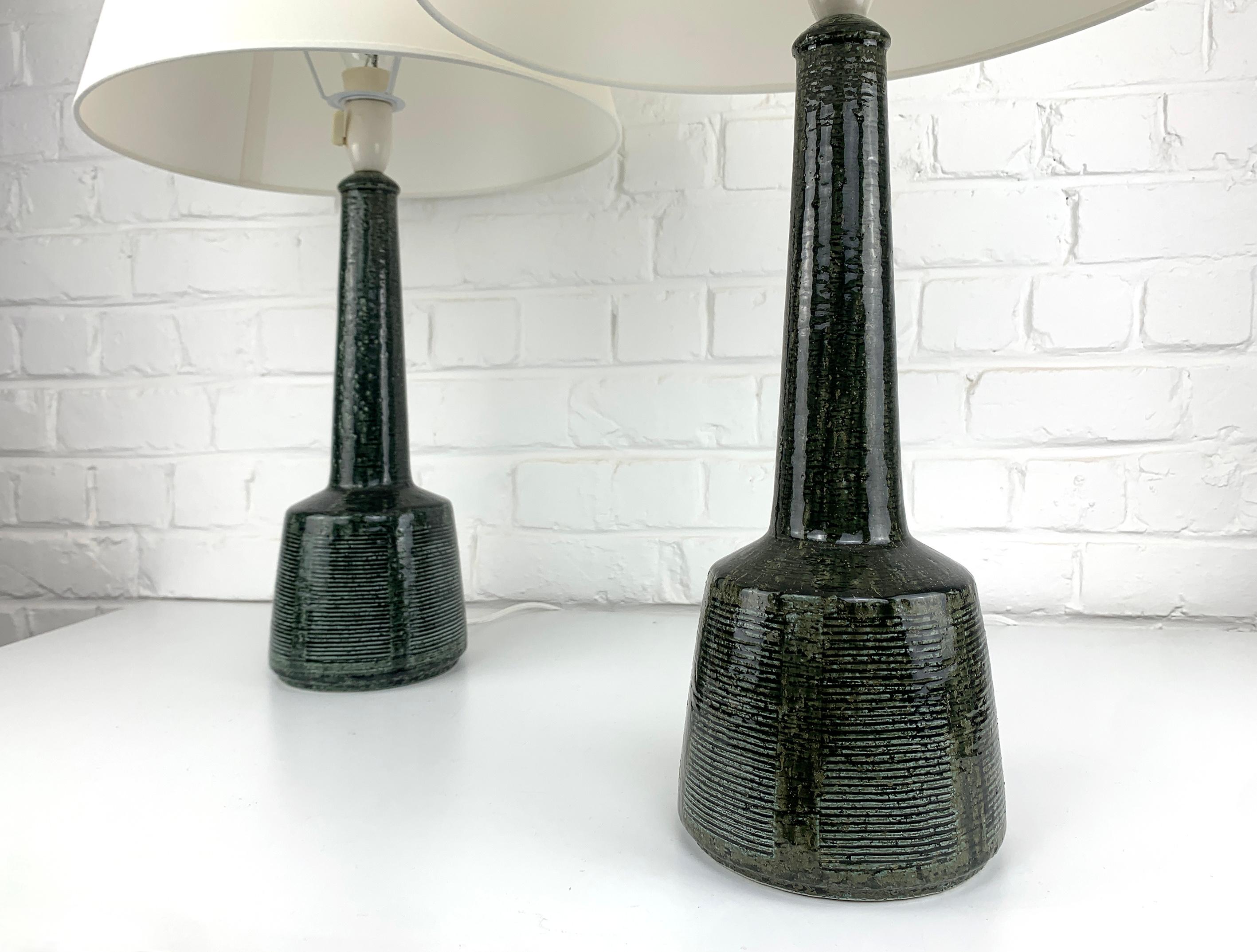 Pair of Tall Ceramic table lamps by Palshus, design by Esben Klint for Le Klint 3
