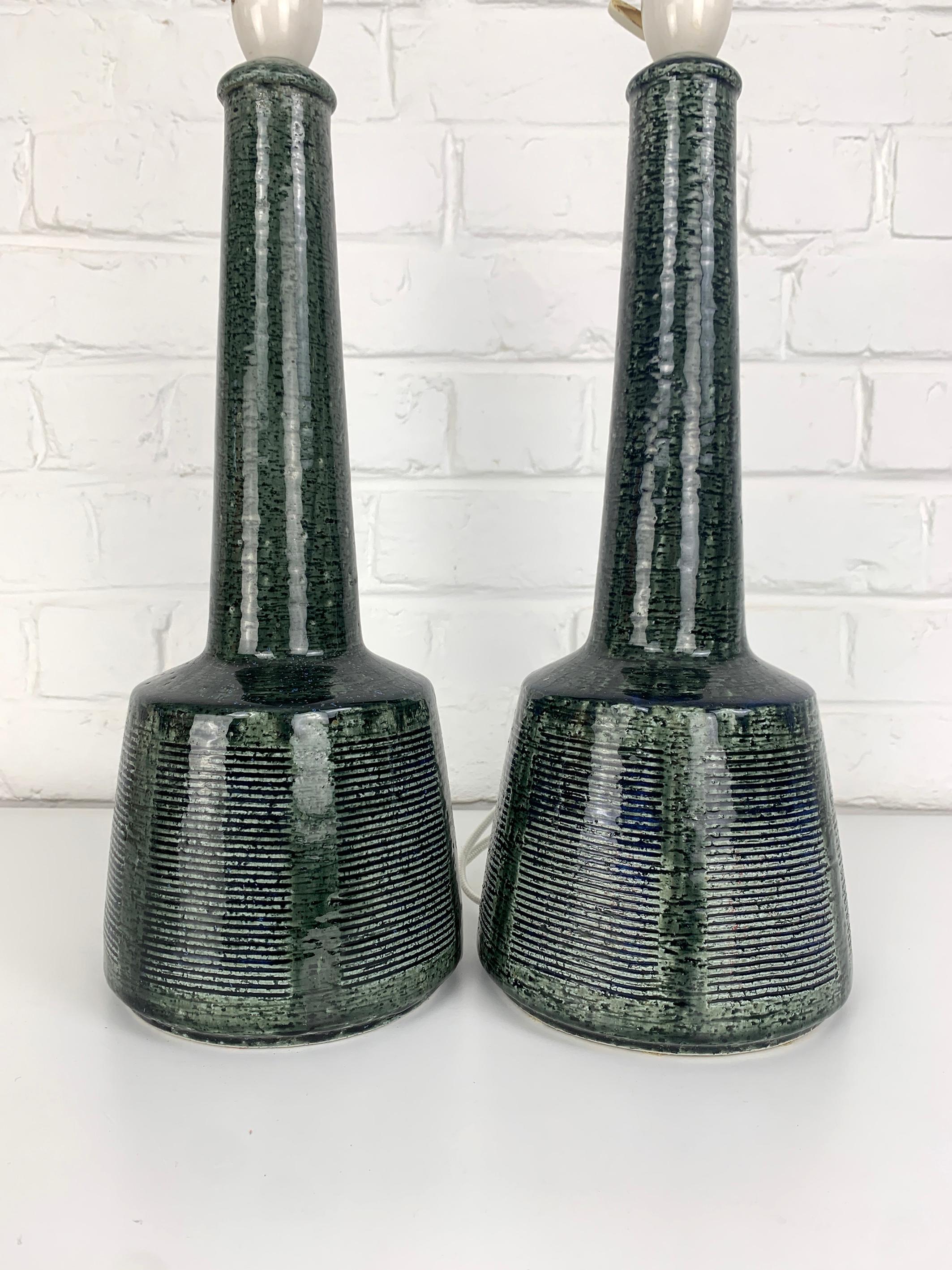 Paire de lampes de table hautes en céramique de Palshus, design d'Esben Klint pour Le Klint 3