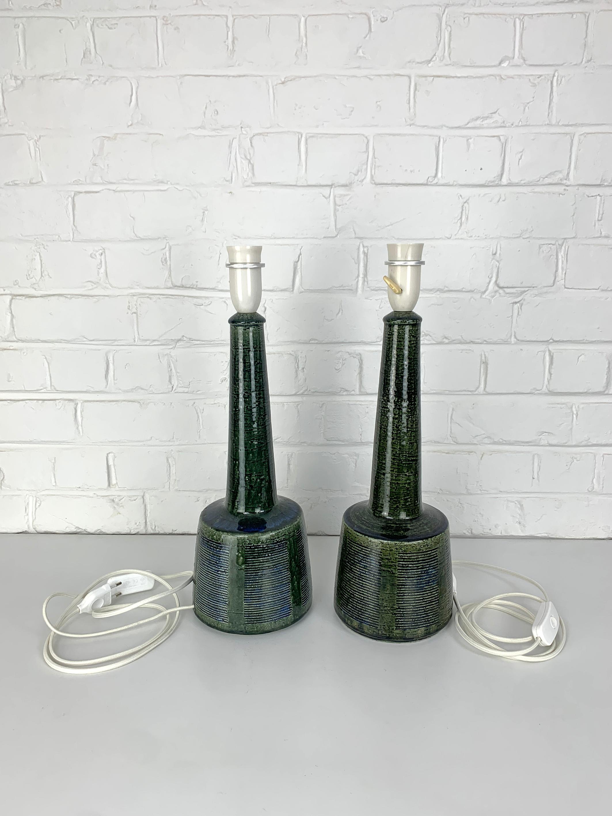 Pair of Tall Ceramic Table Lamps by Palshus, Design by Esben Klint for Le Klint For Sale 4
