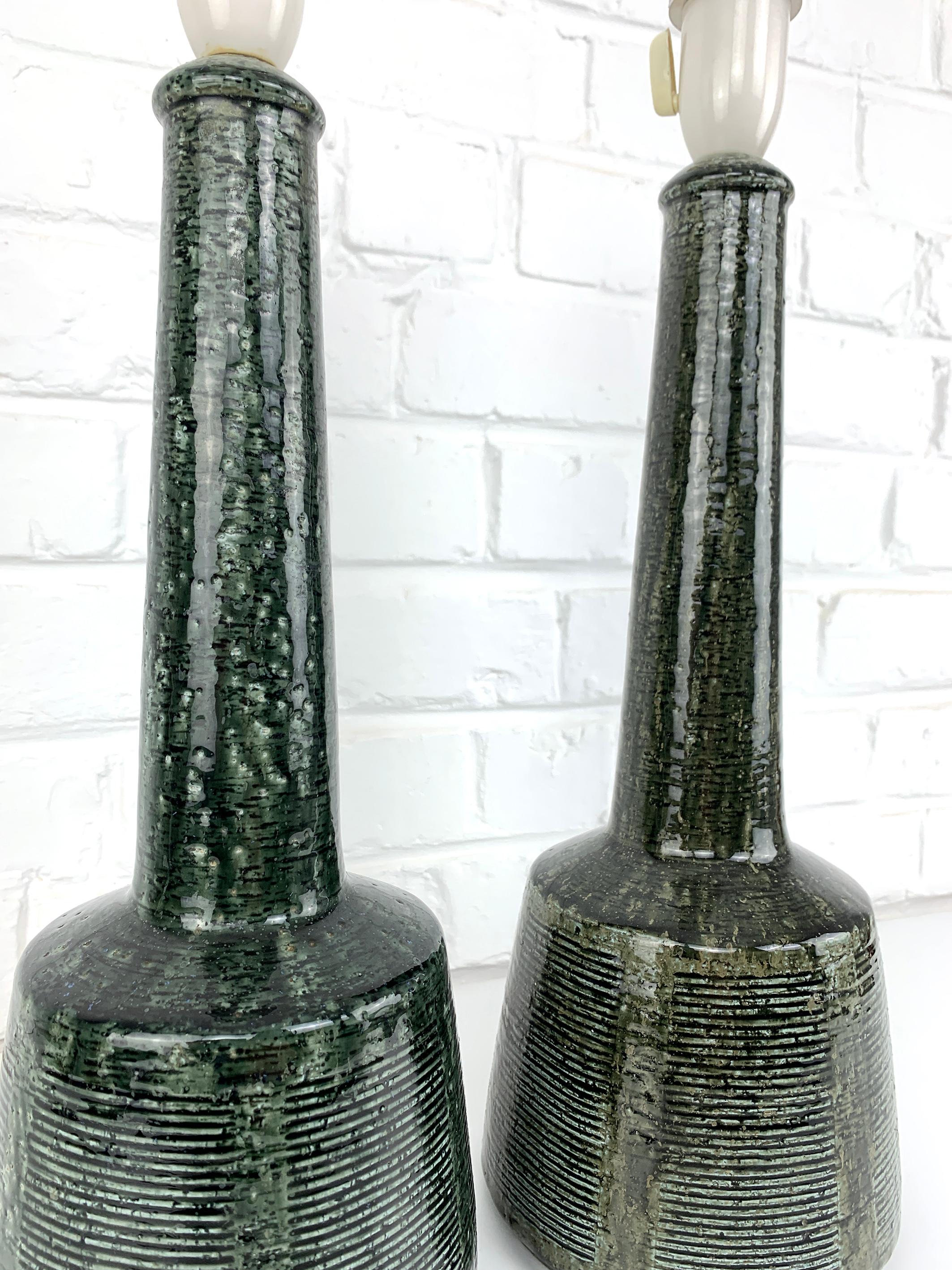 Pair of Tall Ceramic table lamps by Palshus, design by Esben Klint for Le Klint 8