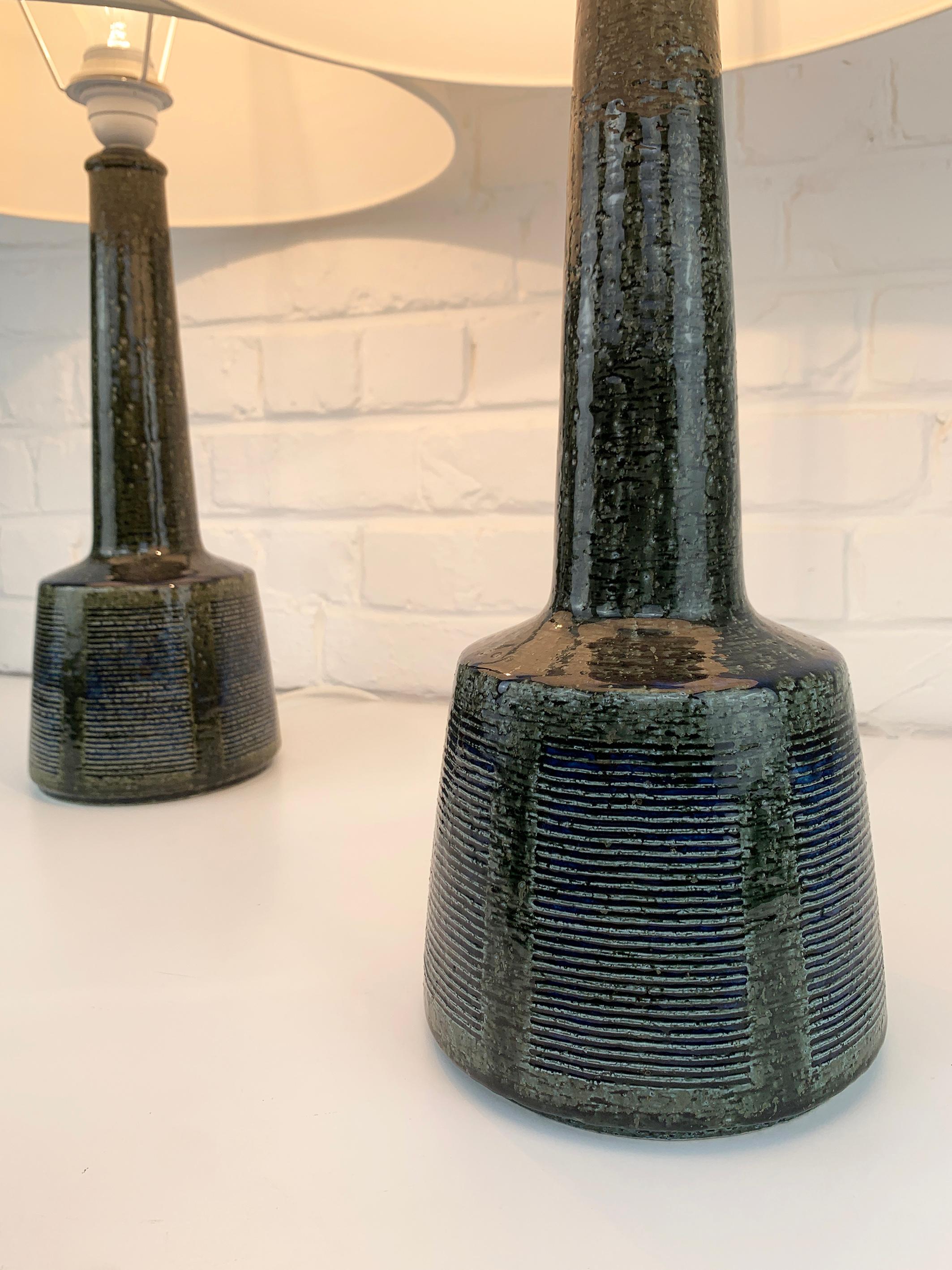 Scandinavian Modern Pair of Tall Ceramic Table Lamps by Palshus, Design by Esben Klint for Le Klint