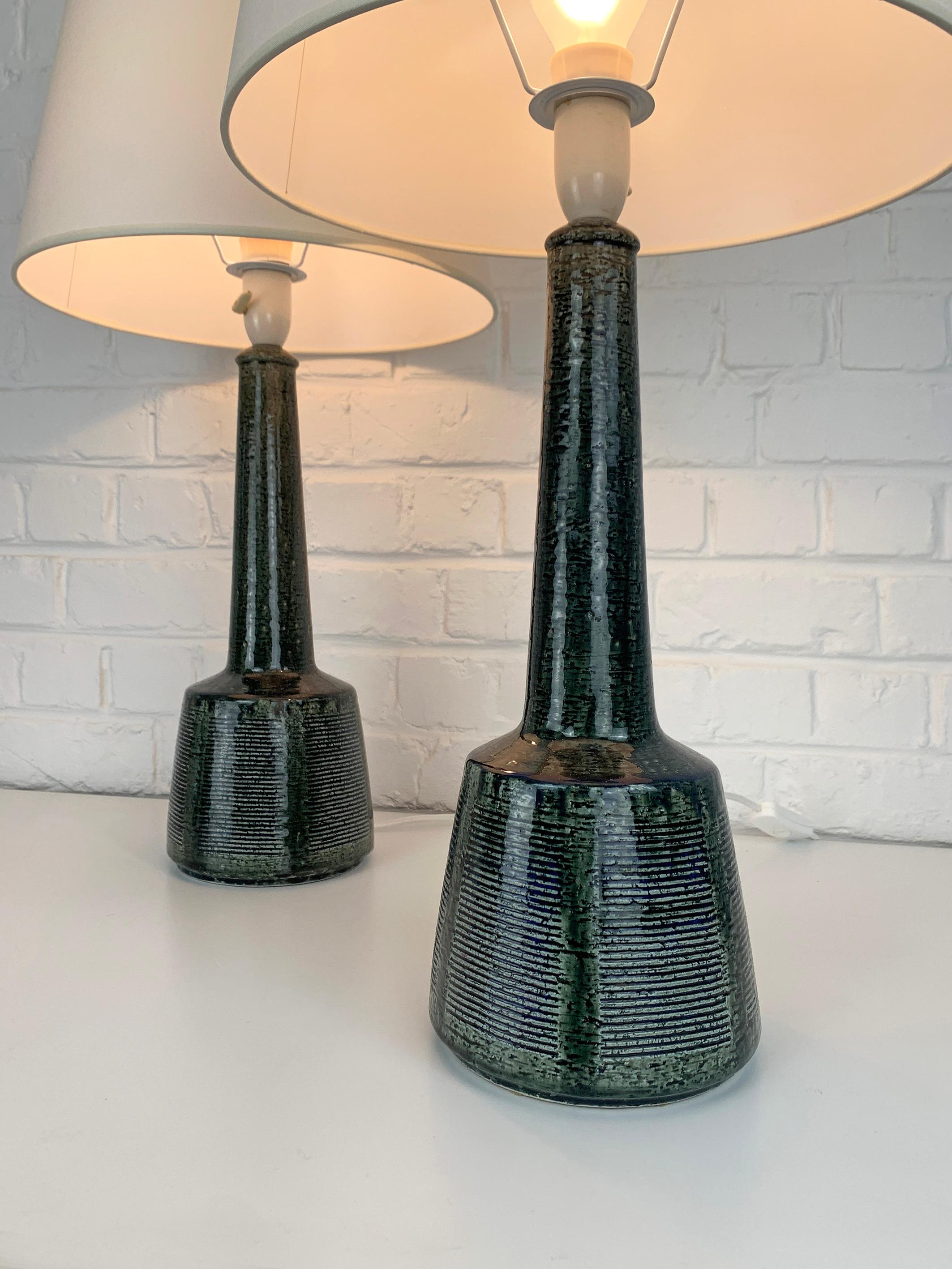 Scandinavian Modern Pair of Tall Ceramic table lamps by Palshus, design by Esben Klint for Le Klint