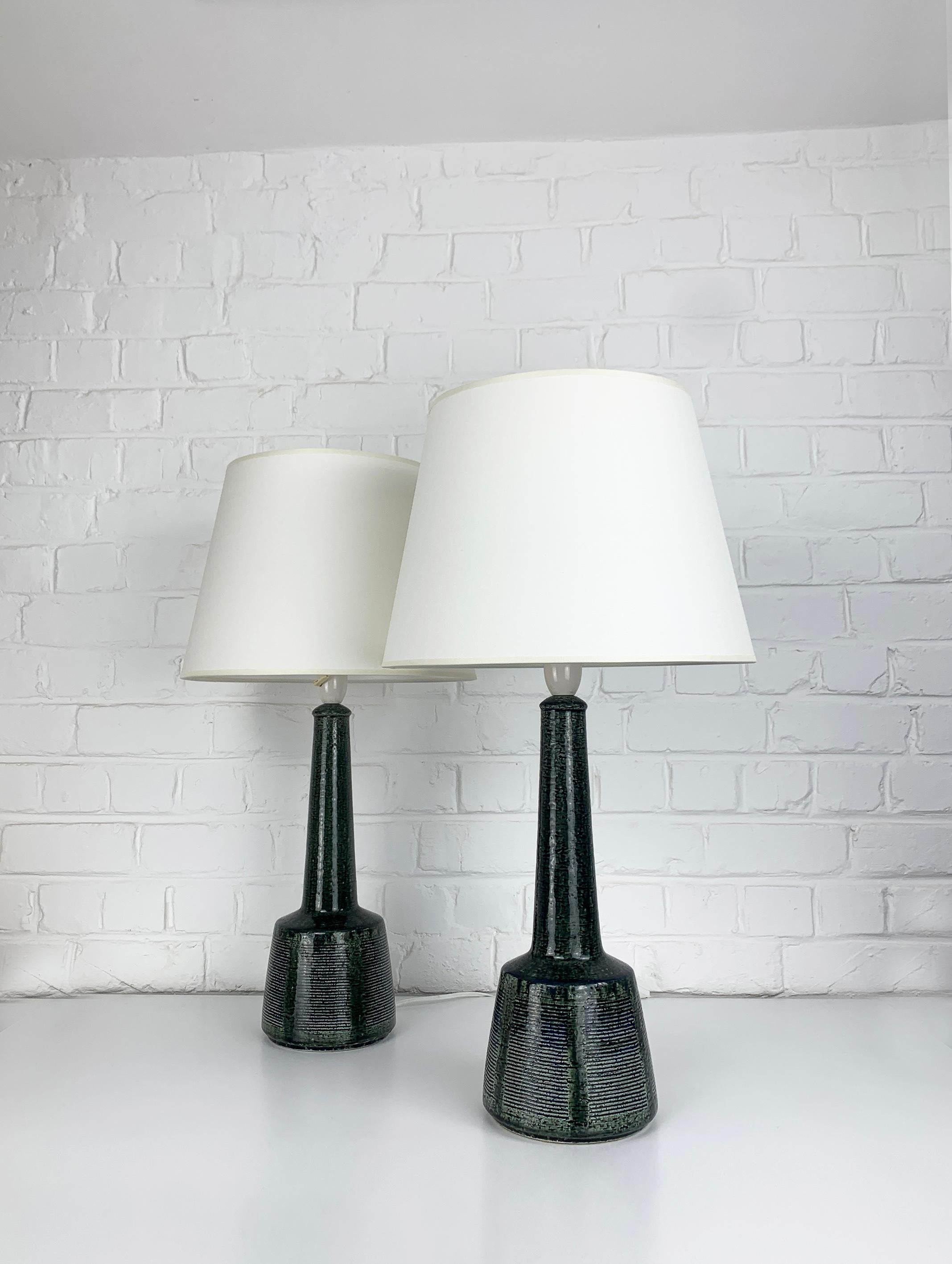 Hand-Crafted Pair of Tall Ceramic table lamps by Palshus, design by Esben Klint for Le Klint