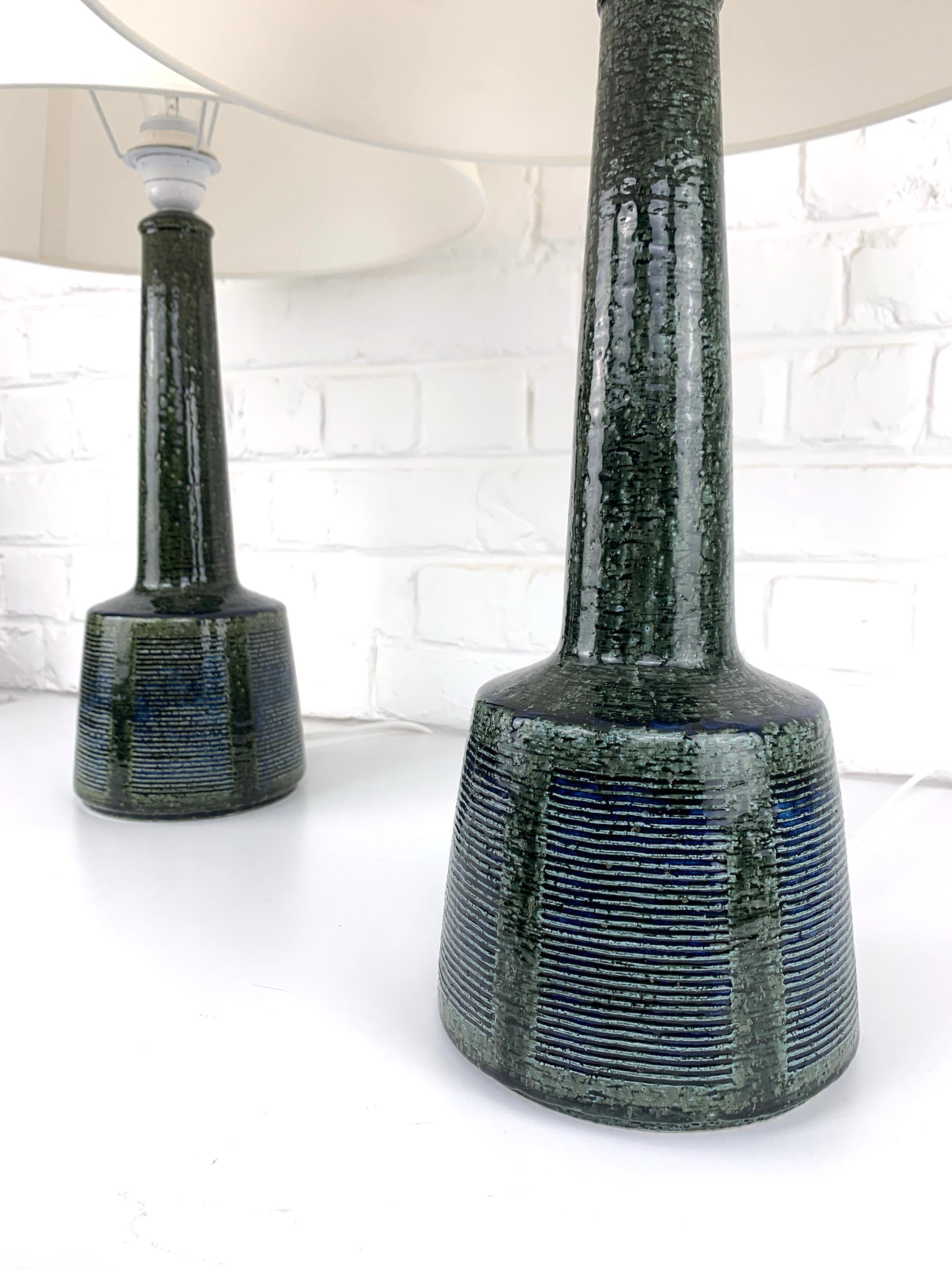 Pair of Tall Ceramic Table Lamps by Palshus, Design by Esben Klint for Le Klint In Good Condition In Vorst, BE
