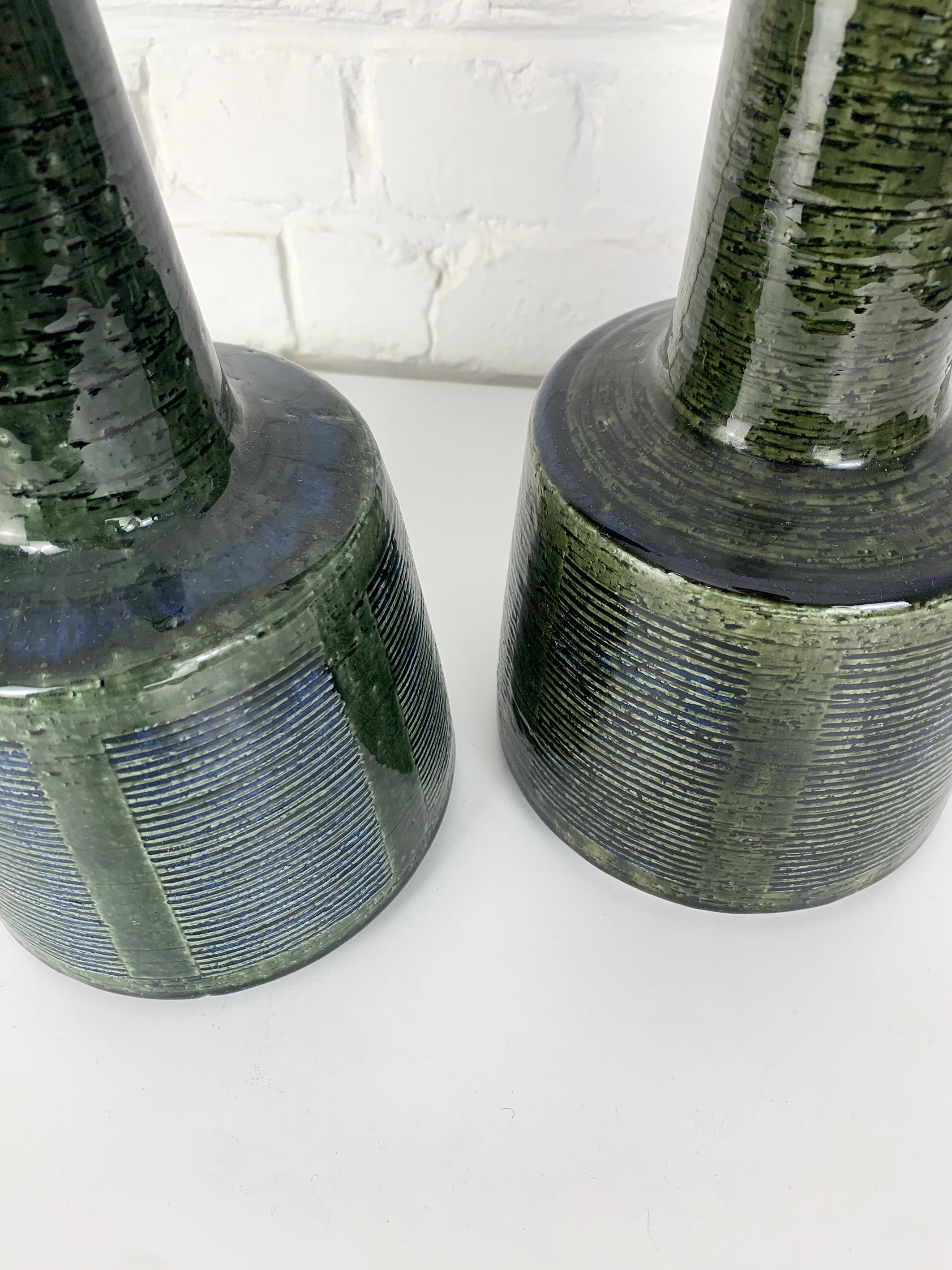 20th Century Pair of Tall Ceramic Table Lamps by Palshus, Design by Esben Klint for Le Klint For Sale