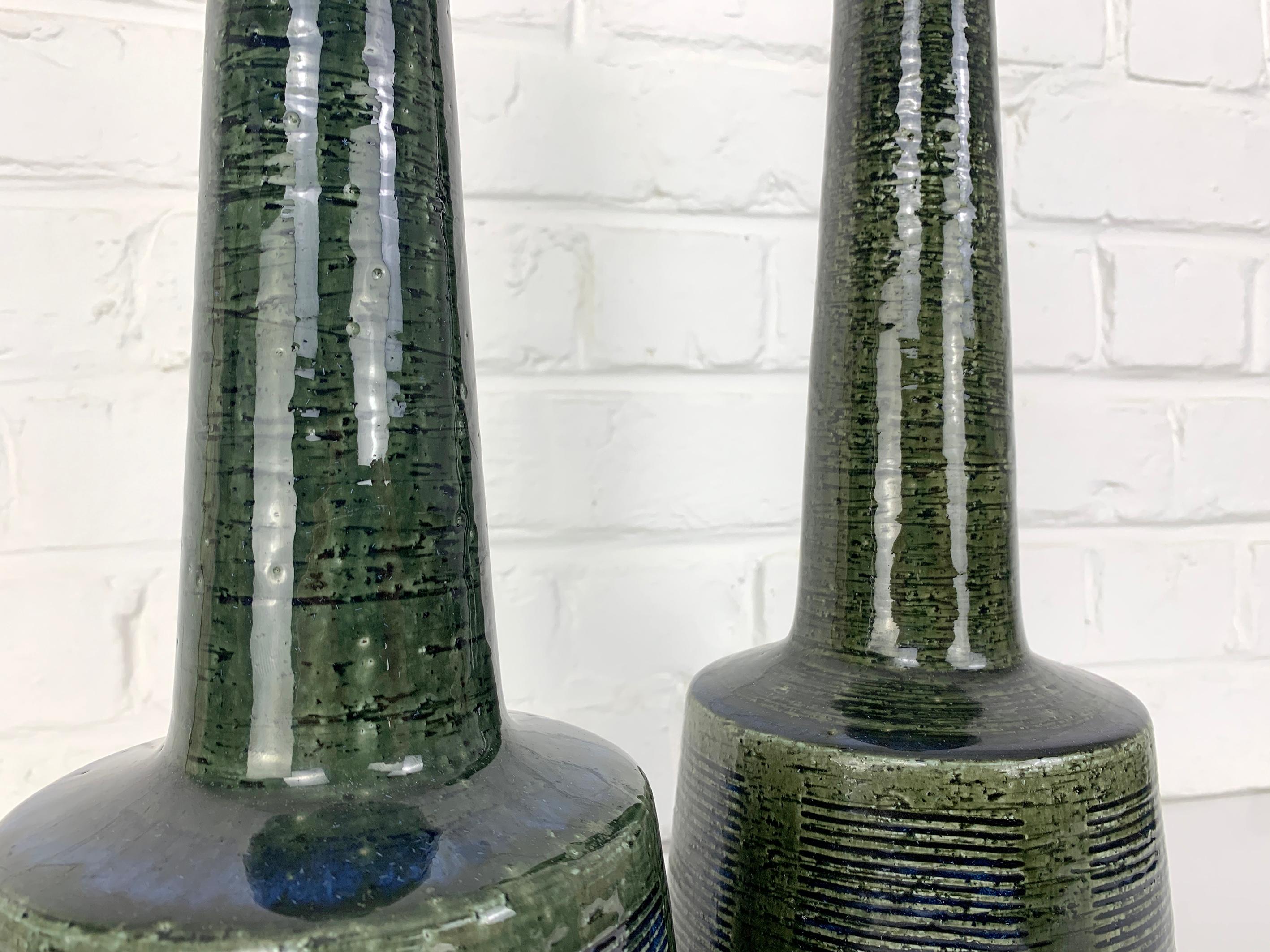 Pair of Tall Ceramic Table Lamps by Palshus, Design by Esben Klint for Le Klint For Sale 1