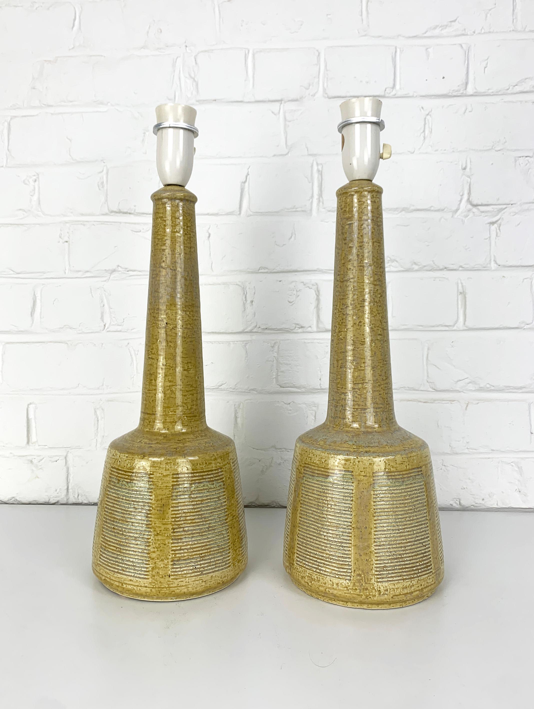 Pair of Tall Ceramic Table Lamps by Palshus, Design by Esben Klint for Le Klint For Sale 1