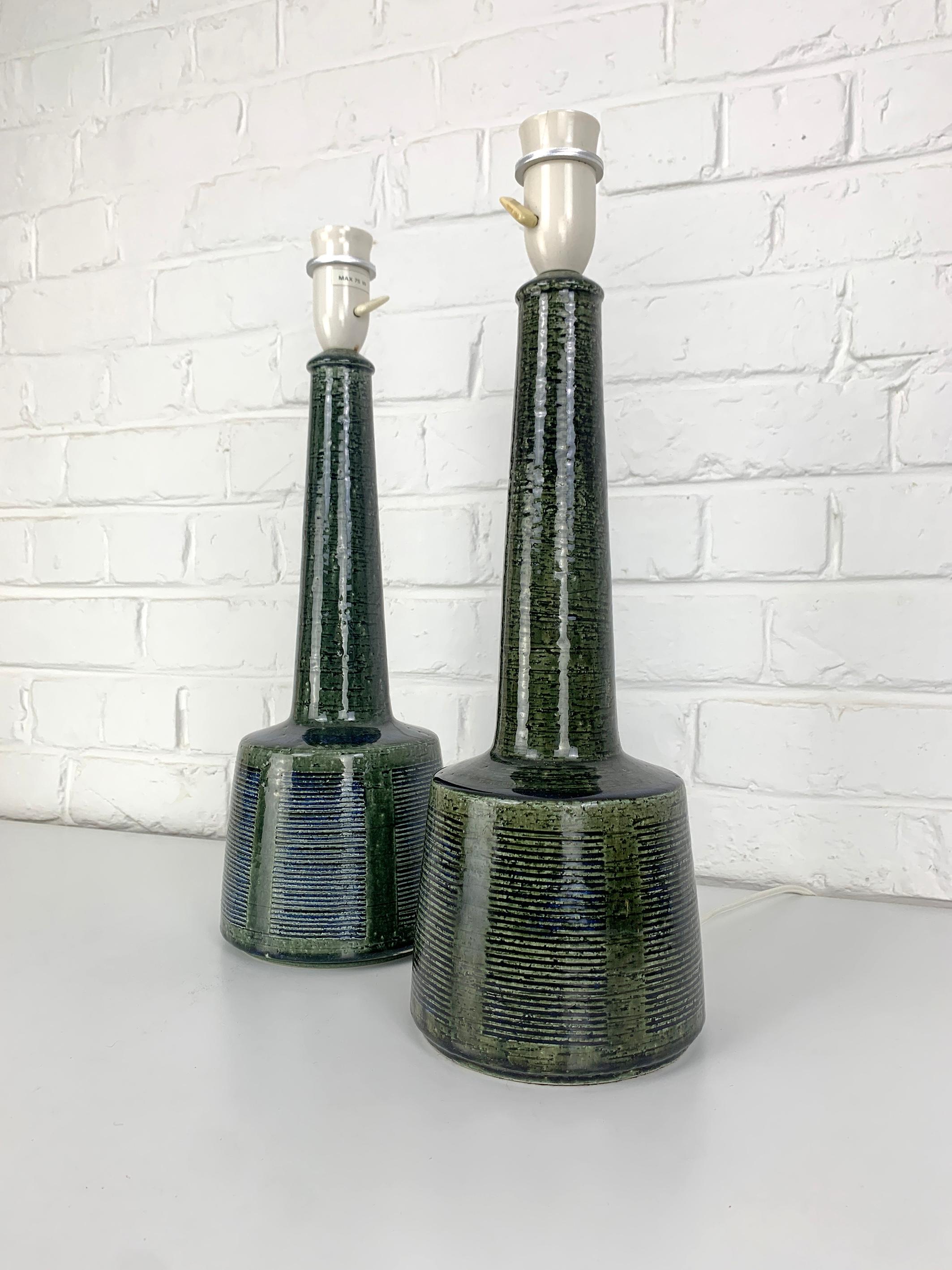 Pair of Tall Ceramic Table Lamps by Palshus, Design by Esben Klint for Le Klint For Sale 2