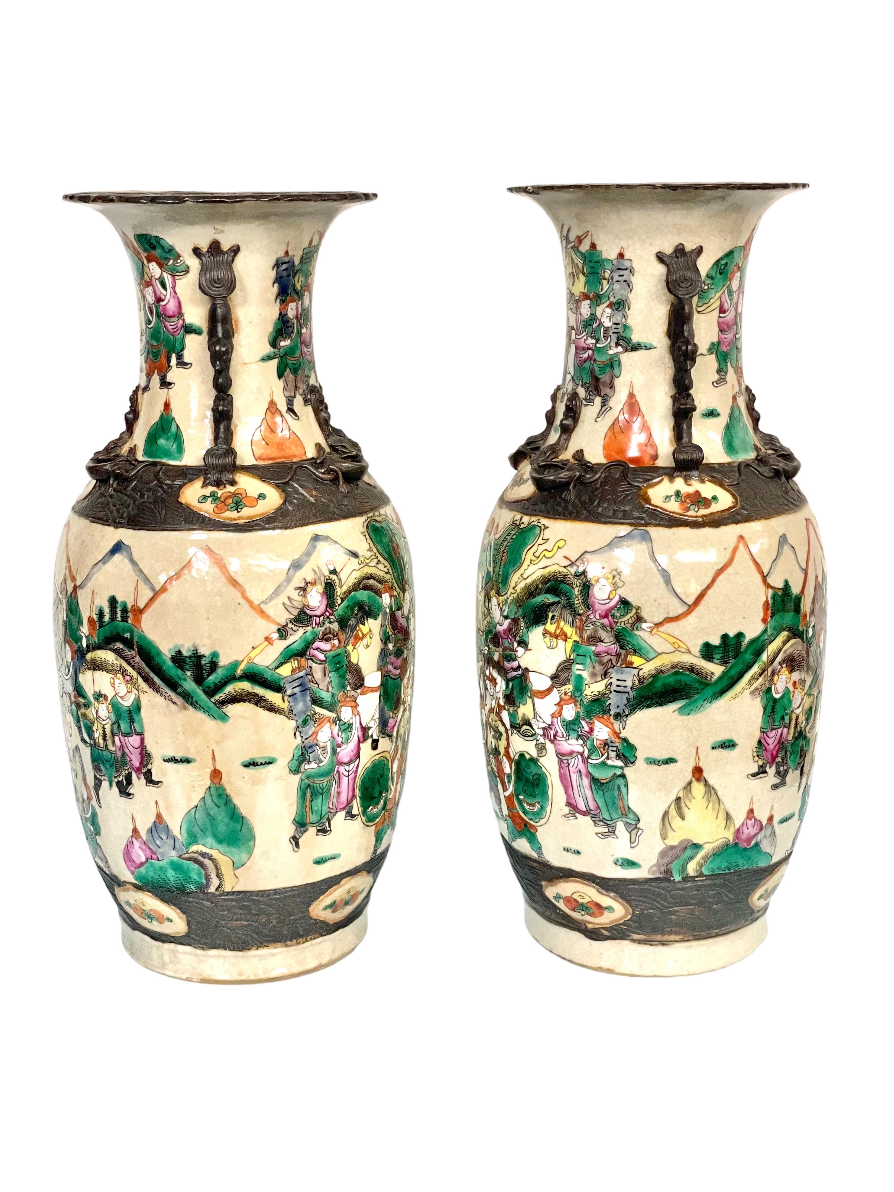 19th Century Antique Pair of Large Chinese Vases For Sale