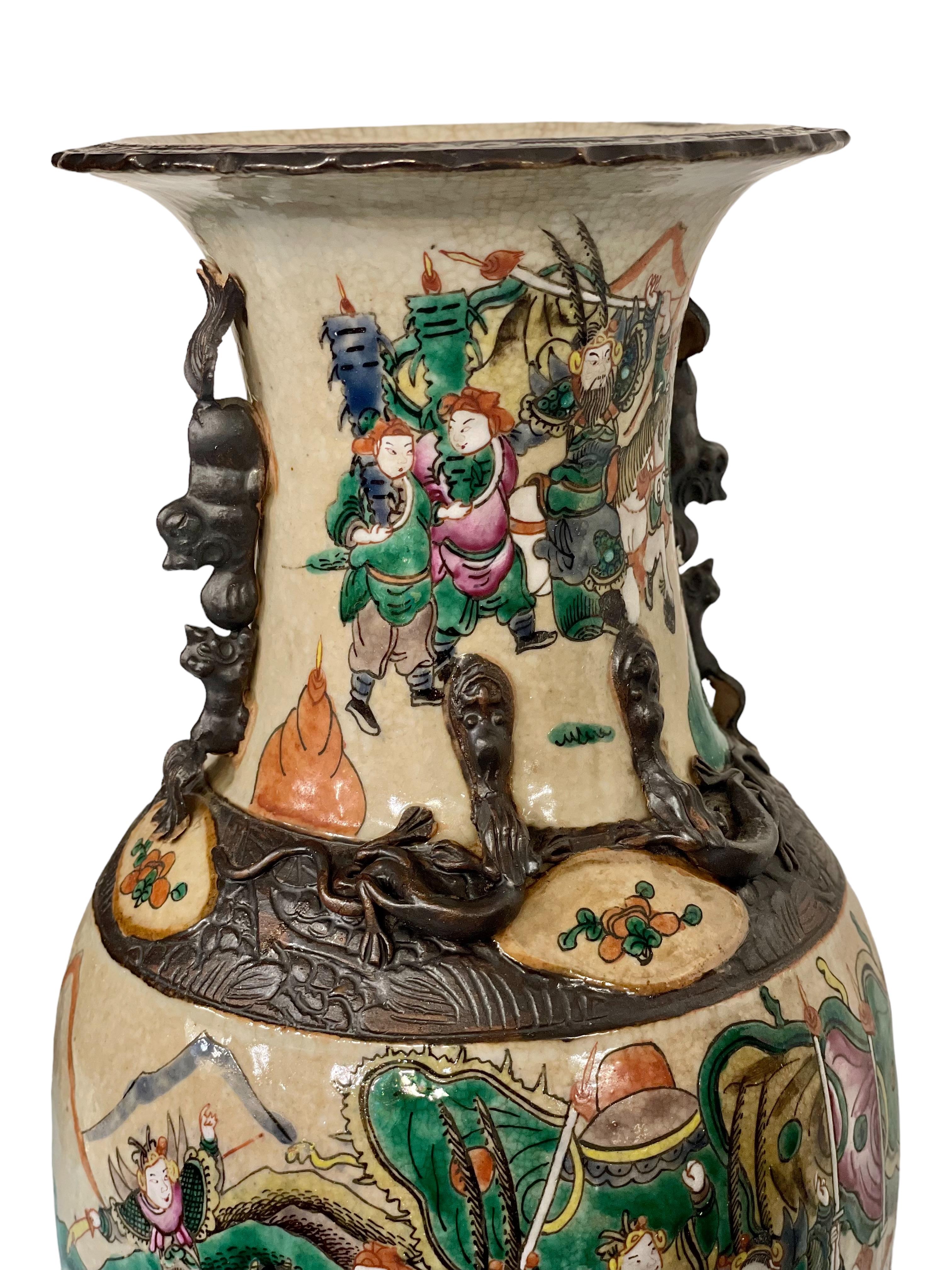 Porcelain Antique Pair of Large Chinese Vases For Sale