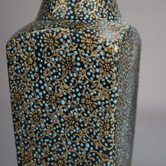 Pair of Tall Chinese Gilt Floral Decorated Porcelain Vases, Stamped,  20thC